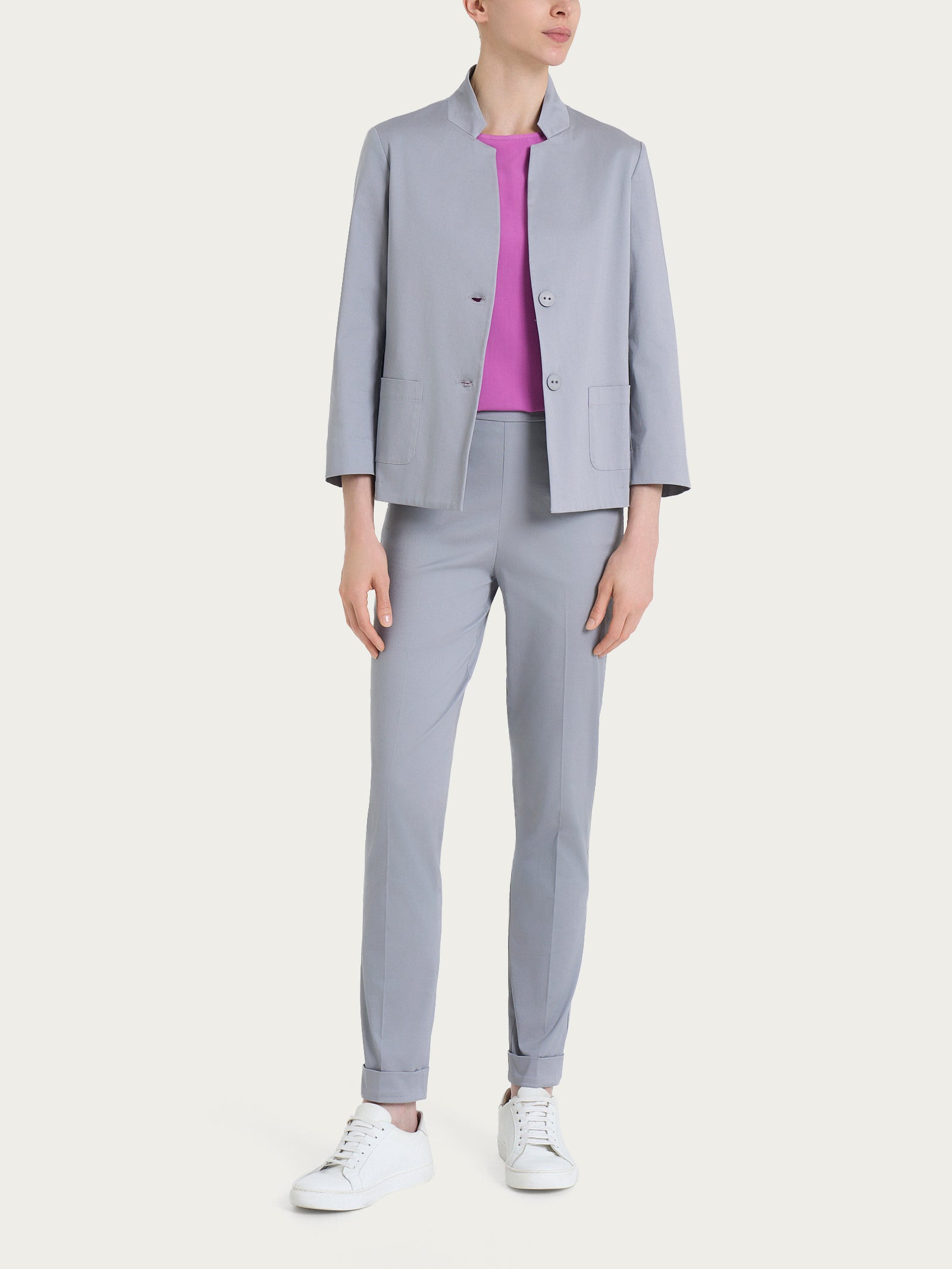 Ragno Satin Power Blazer corto giacca grigio cotone elasticizzato
