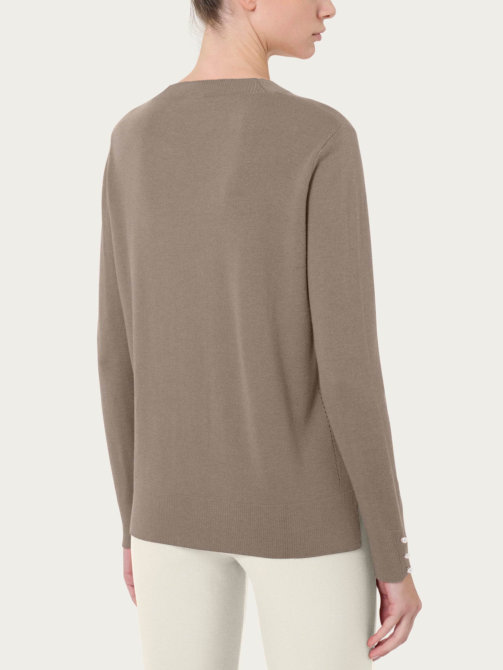 Ragno Merino Soft Maglia Girocollo Perline Weathered Teak
