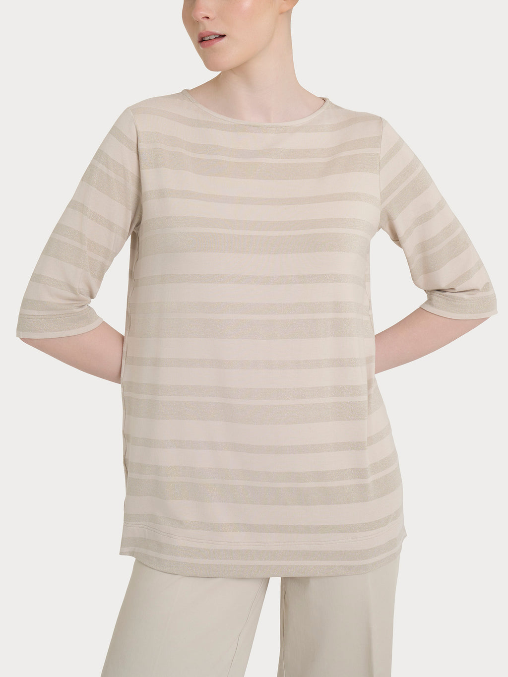 Ragno Viscosa Summer t-shirt righe Champignon manica 3/4