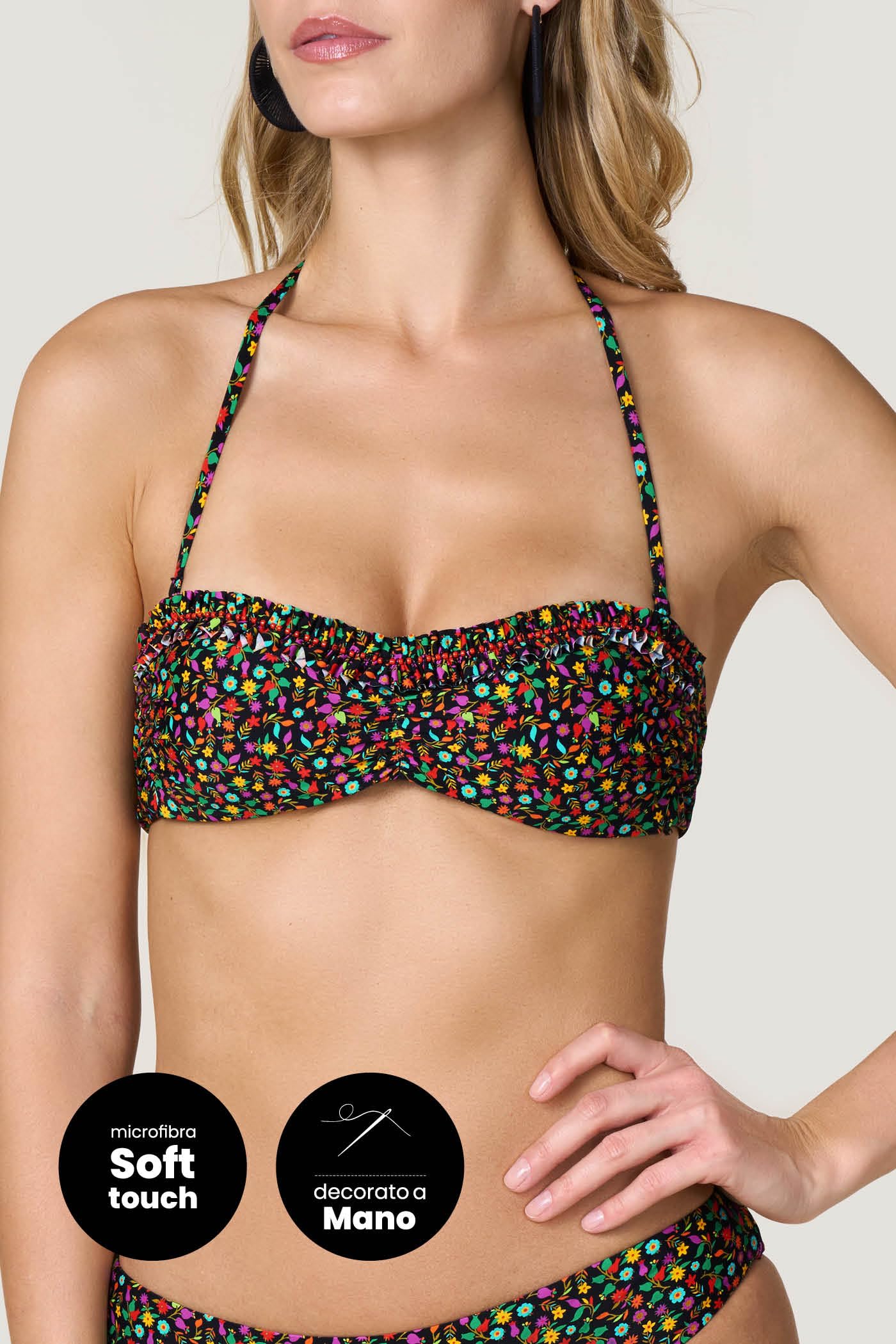 Goldenpoint Wonderland top bikini fascia floreale rouches