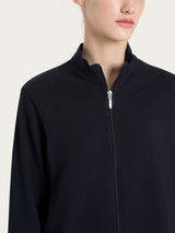 Ragno Eco Cotton tuta casa donna piqué nero zip collo alto