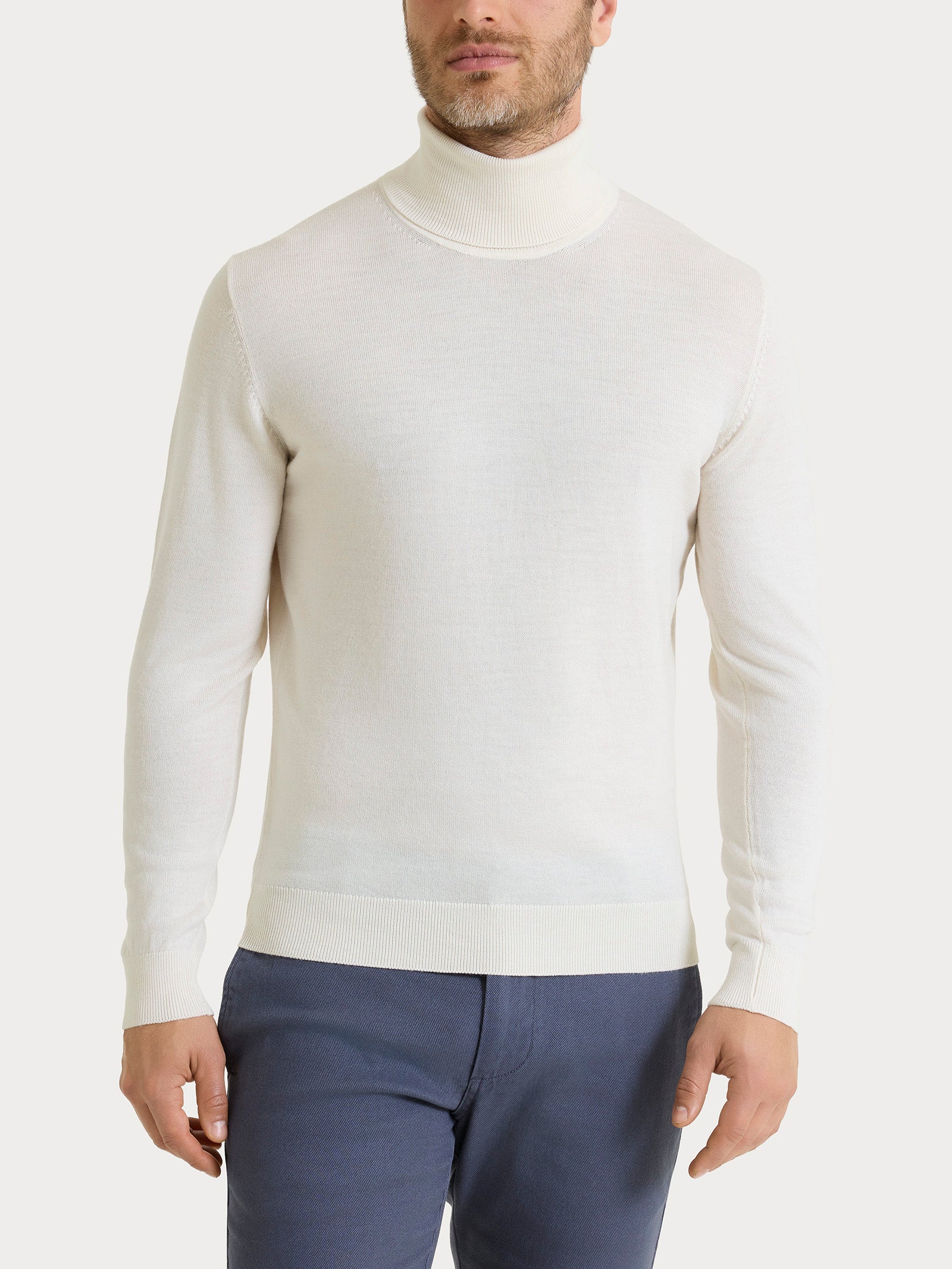 Ragno Merino Soft Dolcevita Uomo Avorio in Lana