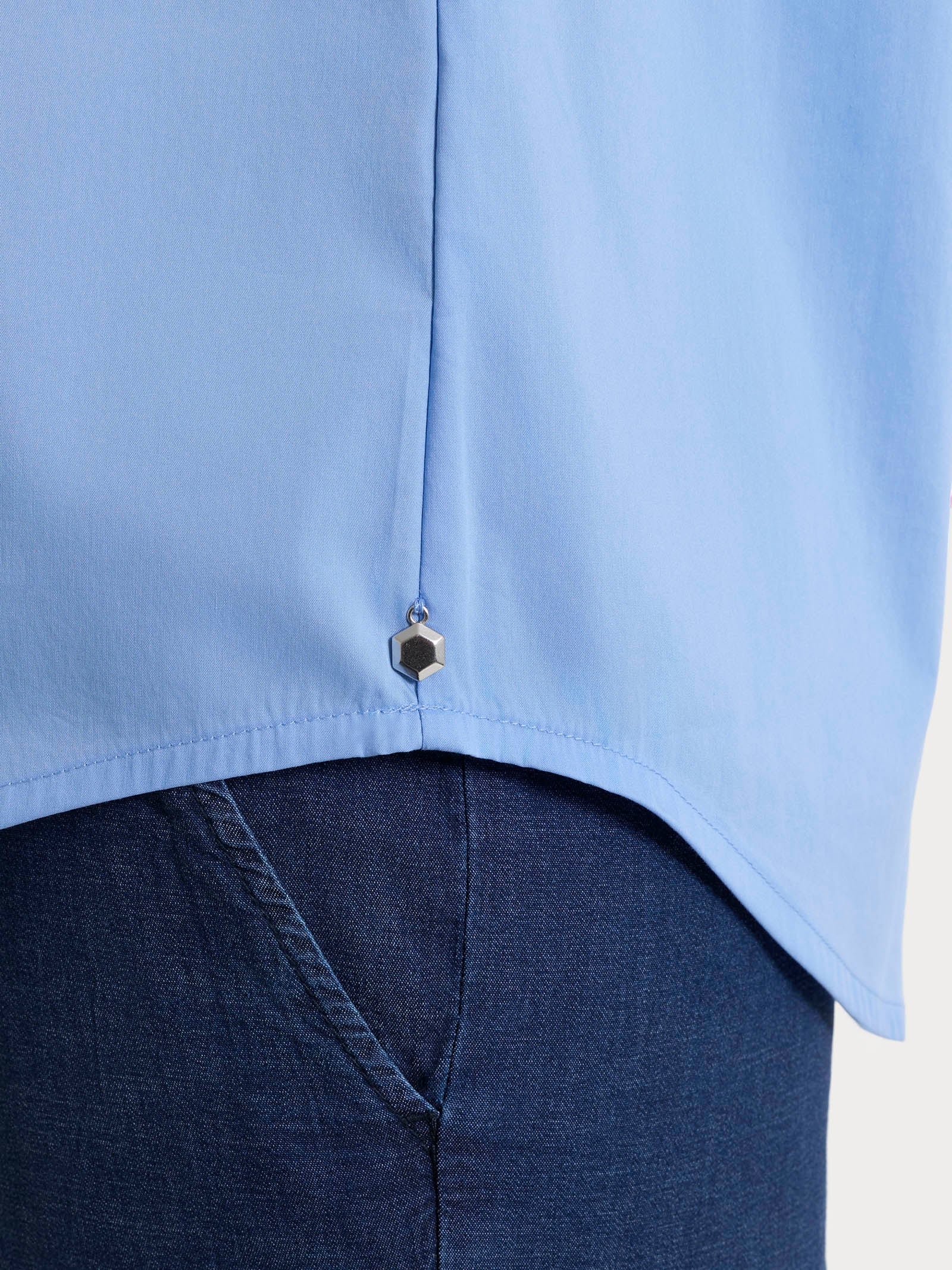 Ragno Camicia Collo Serafino Poplin Cotone Bel Air Blue
