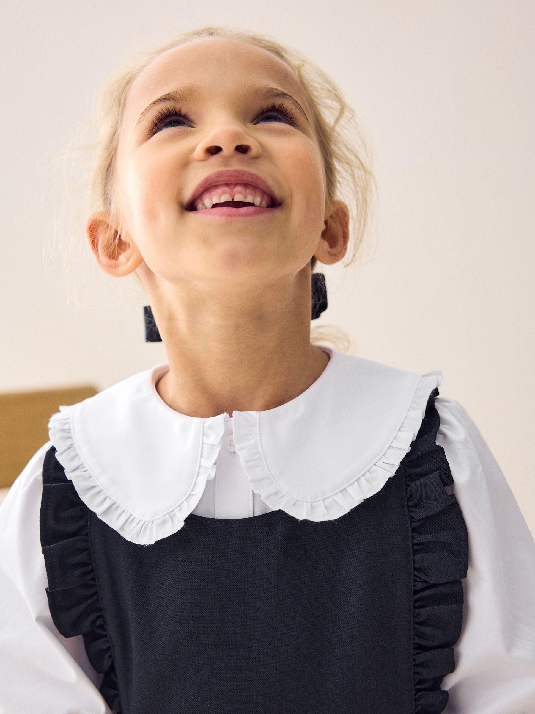 Next abito scamiciato scuola bambina volant grigio