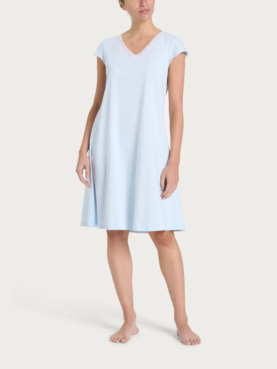 Ragno Jersey Cotone camicia da notte scollo V Ice Water