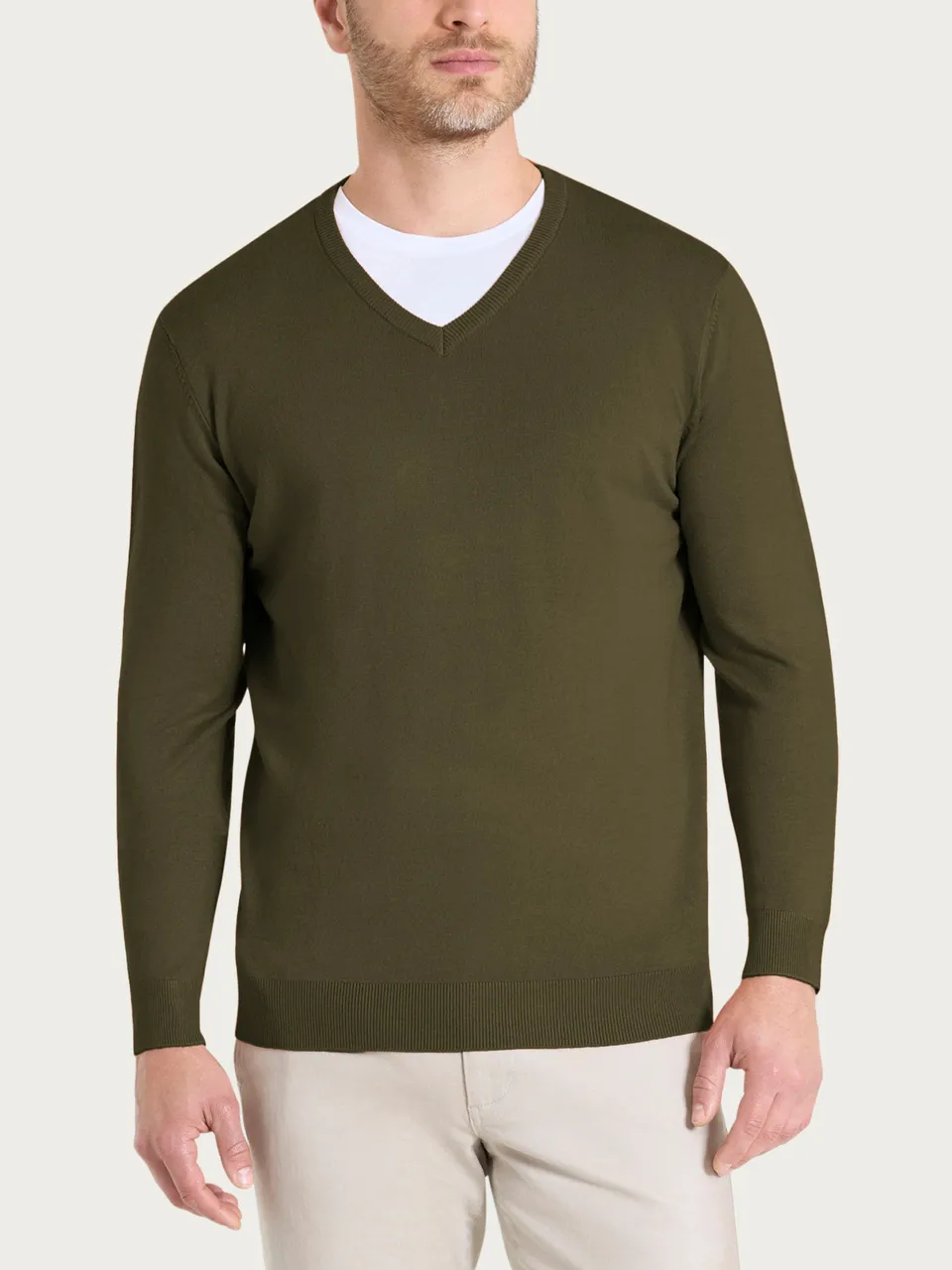 Ragno Four Seasons Pull Scollo V Uomo verde antipilling