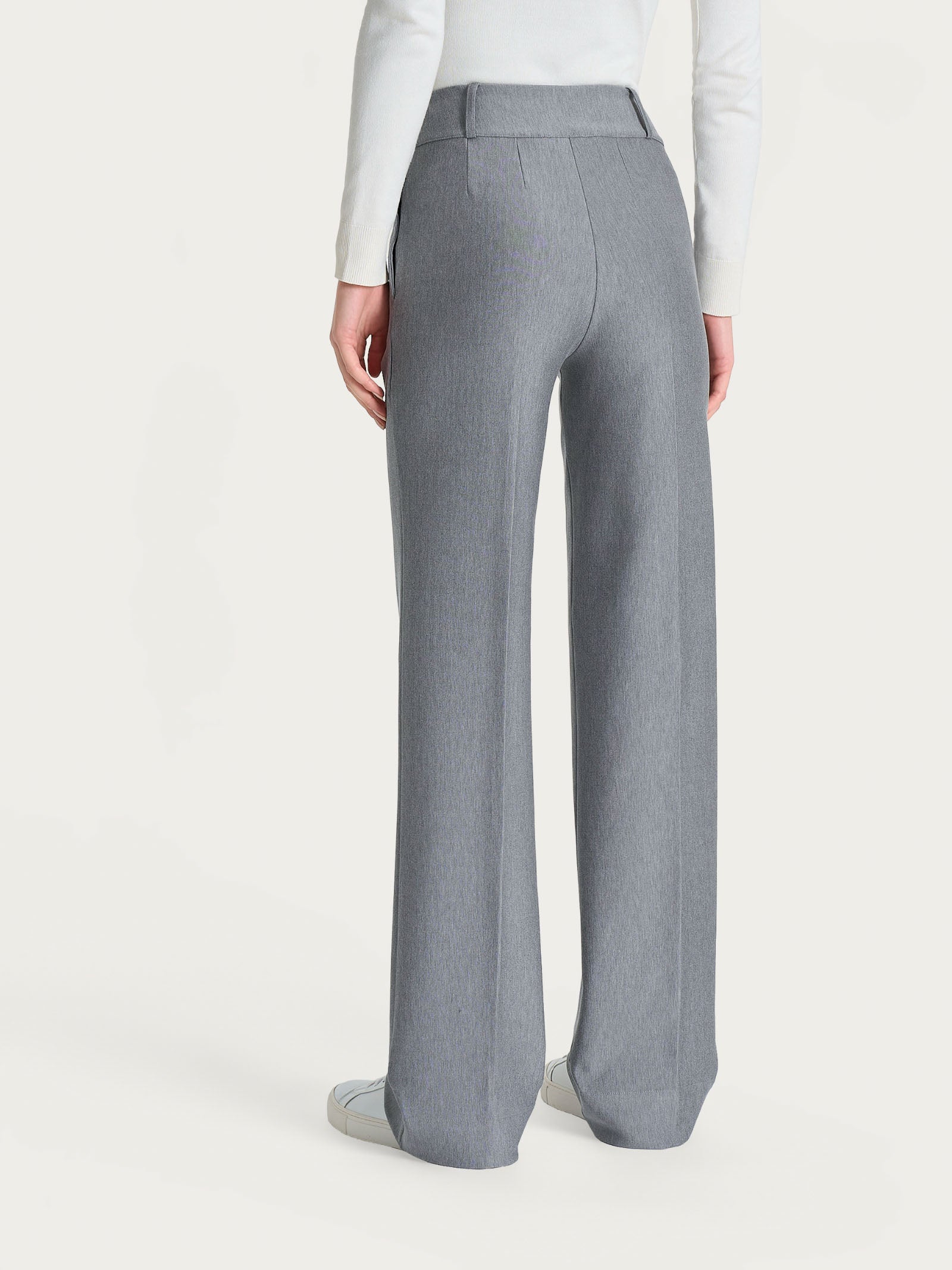 Ragno Compact Pantalone Ampio Wide Leg Grigio Mel. elasticizzato