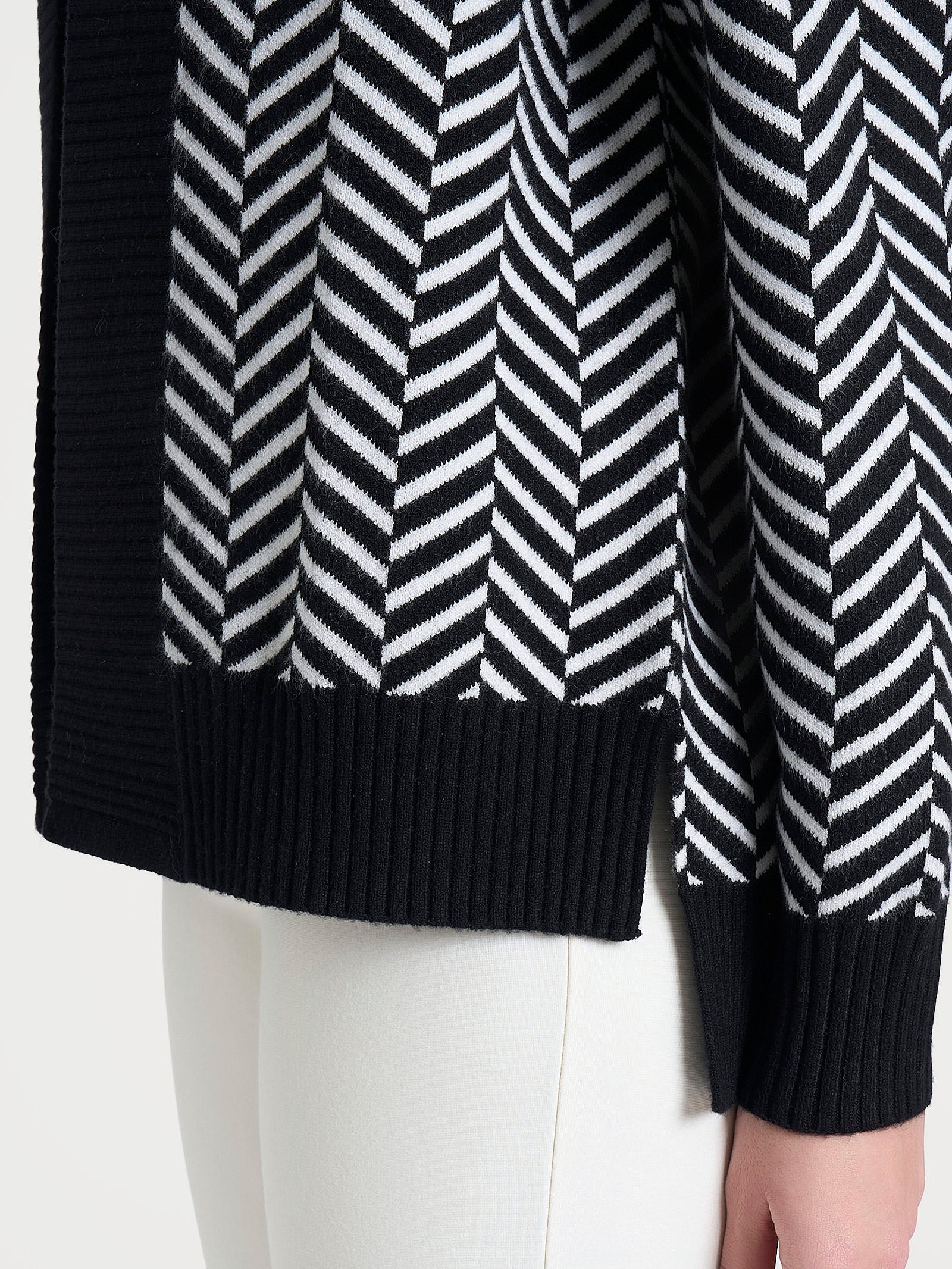 Ragno Super Soft Cardigan Aperto Spigato Nero Boxy