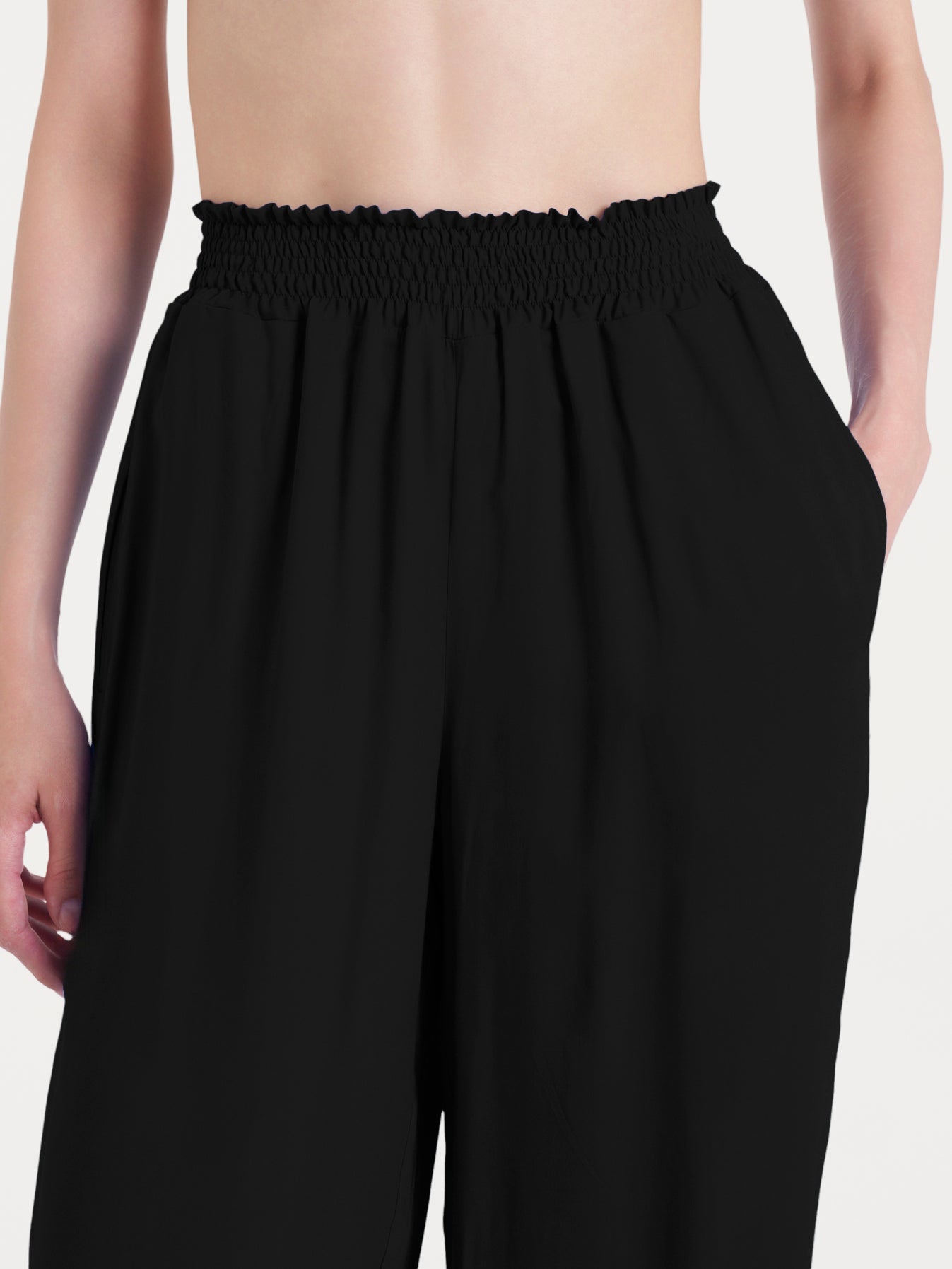 Ragno EcoSeta Pantalone Donna Nero Ampio Wide Leg Viscosa