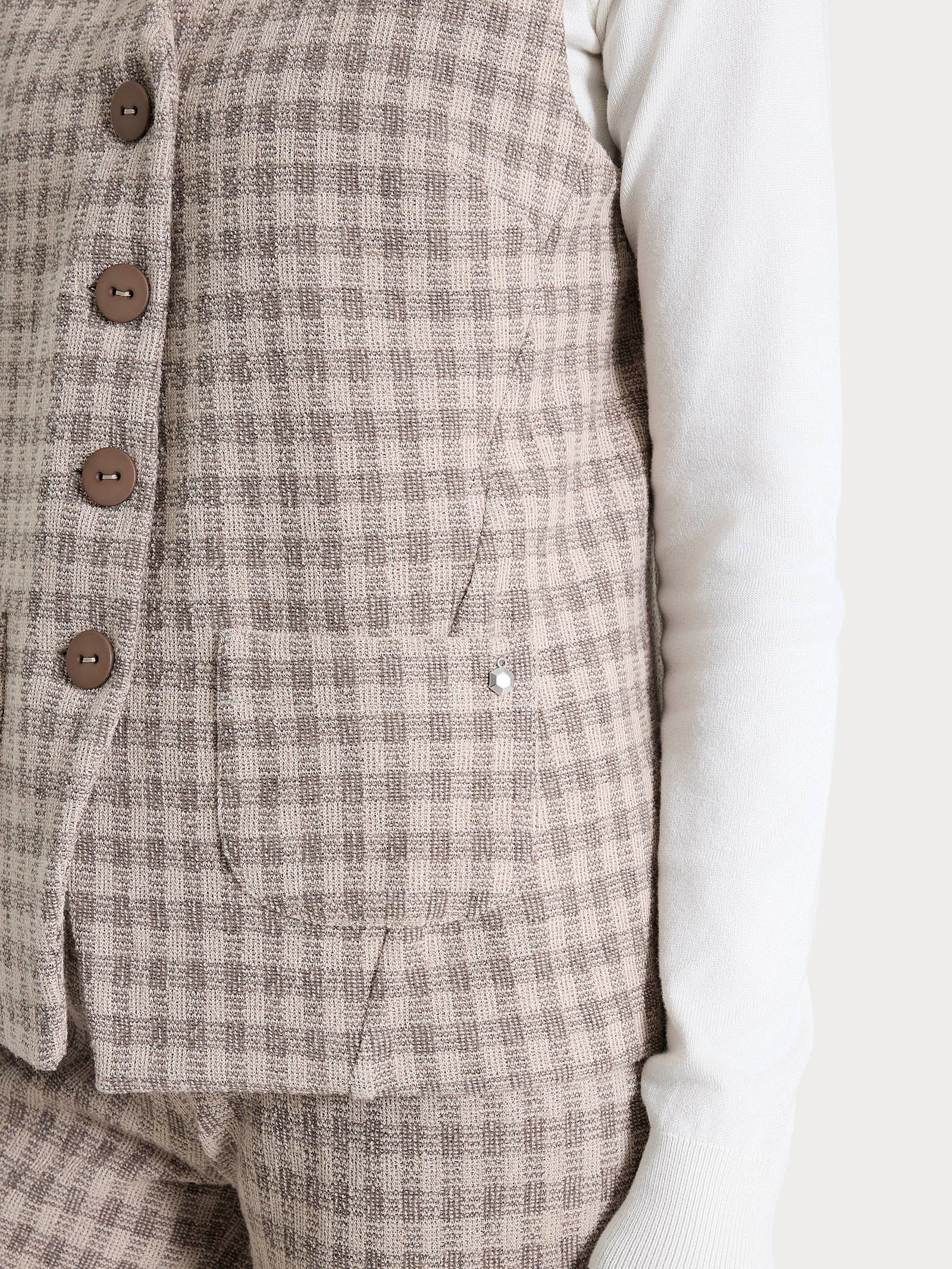 Ragno Gilet 4 Bottoni Eco Jacquard Pine Bark