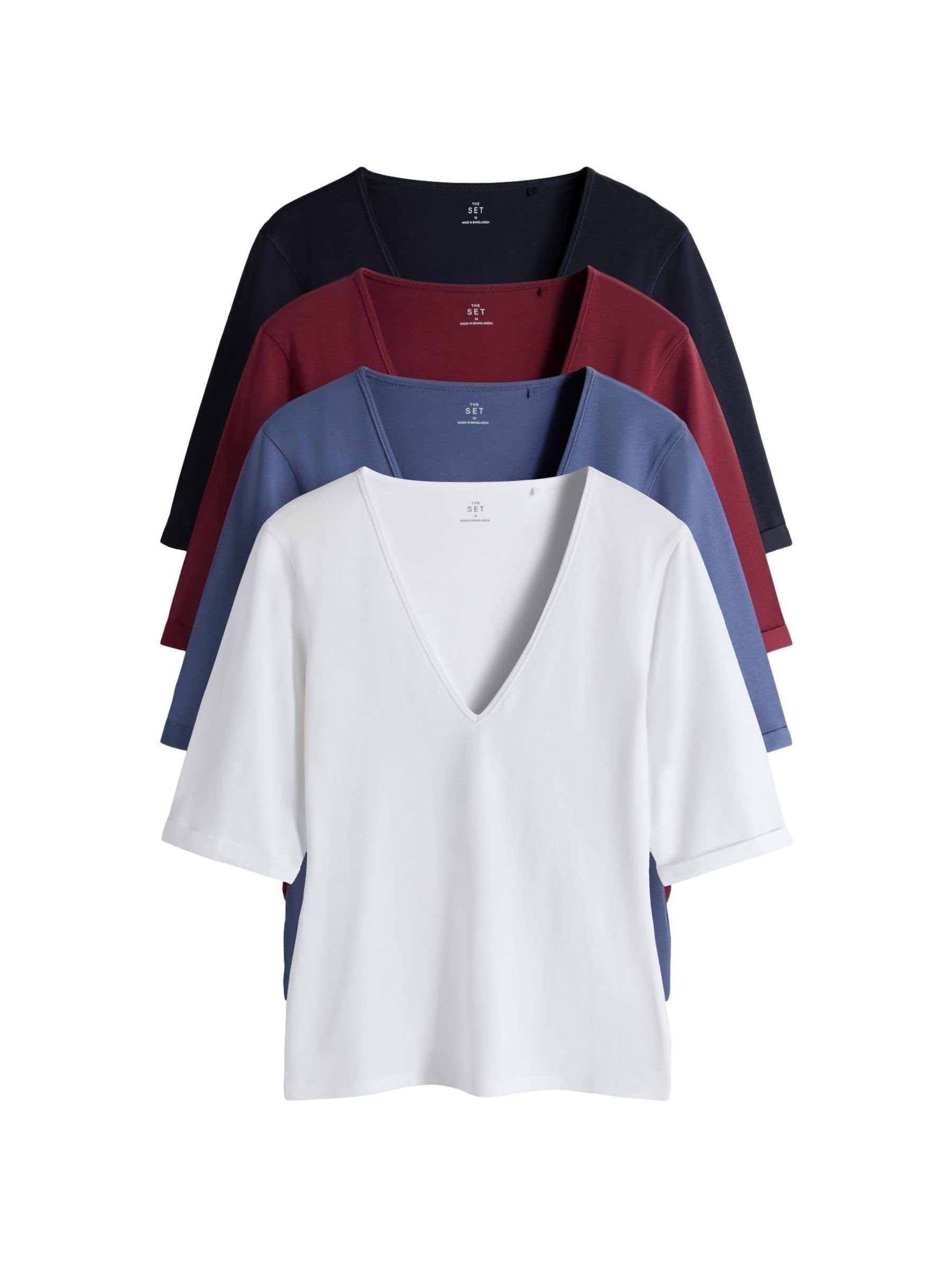 Geo Next The Set T-shirt Scollo a V Risvolto 4 Pezzi