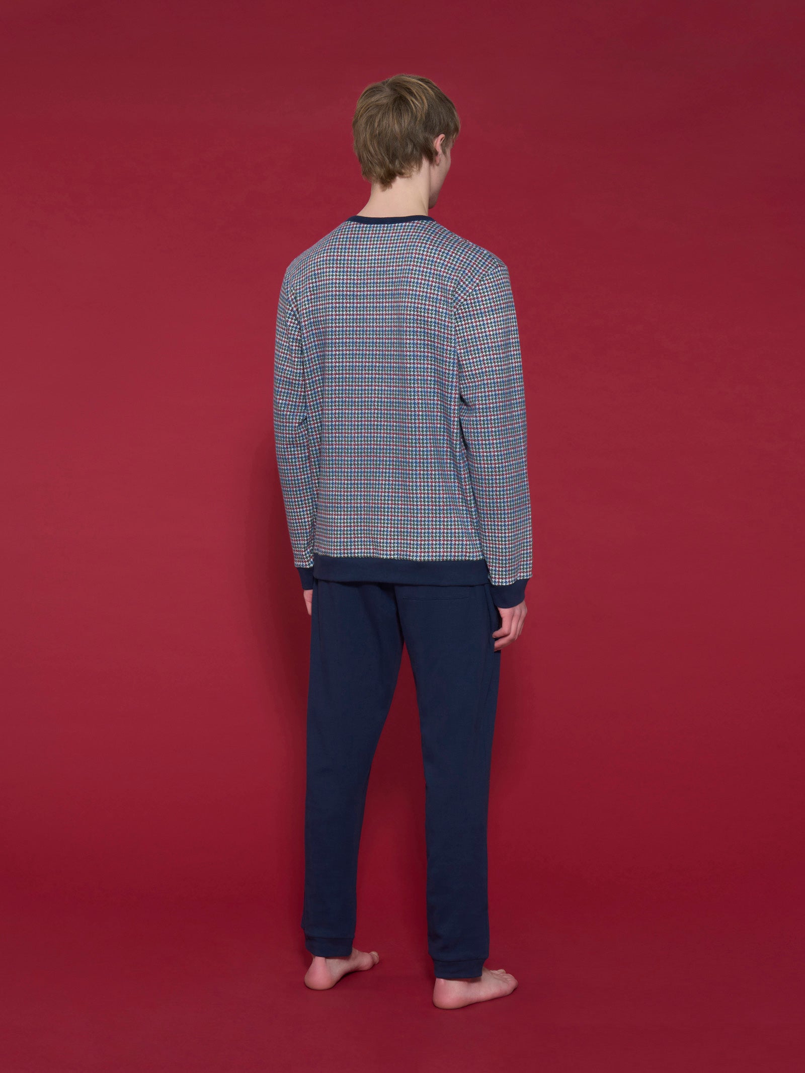 Ragno Pigiama Serafino Interlock Cotone Tartan Zinfandel