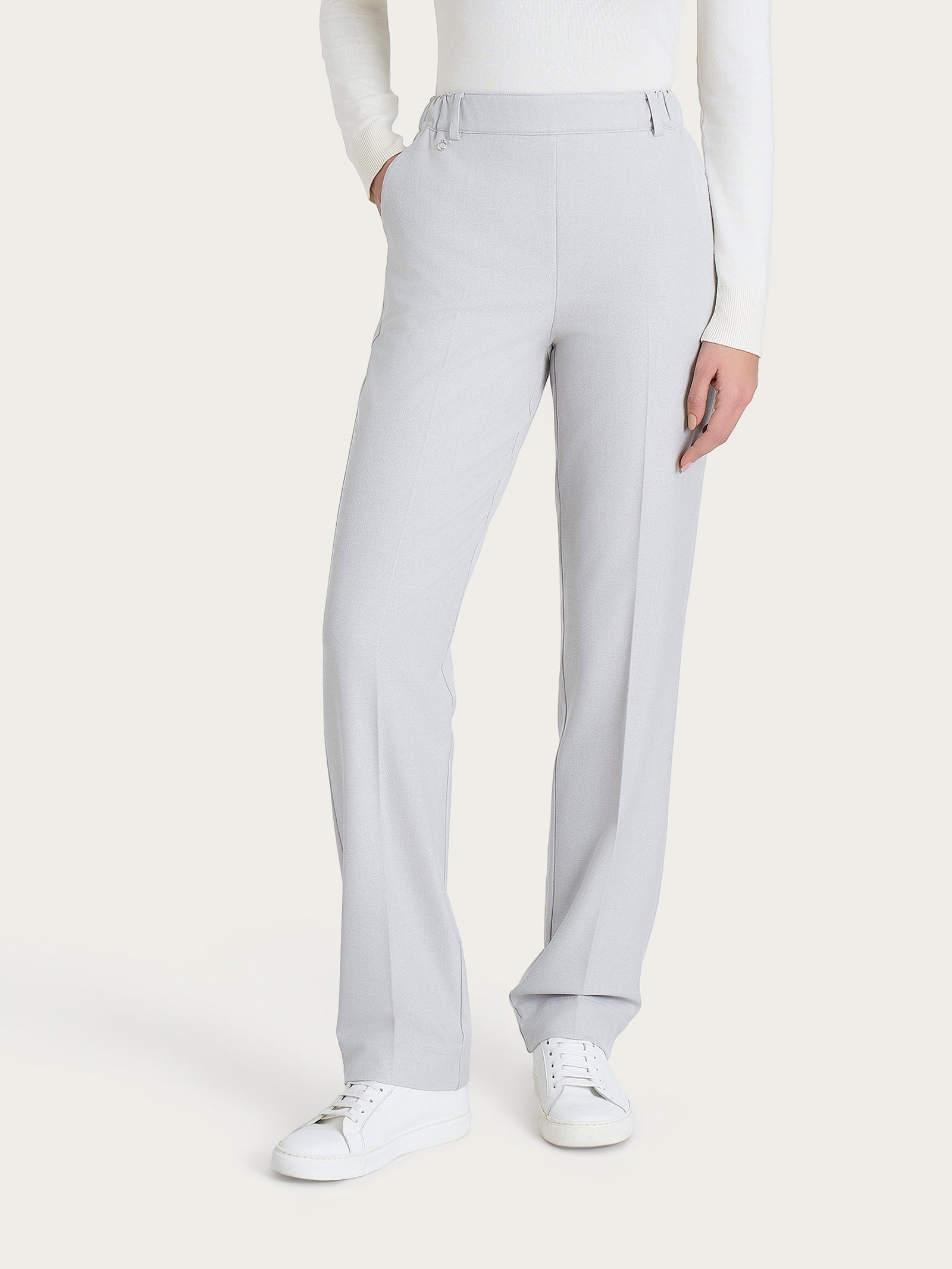 Ragno Gem pantalone dritto flannel twill Ghiaia Mel.