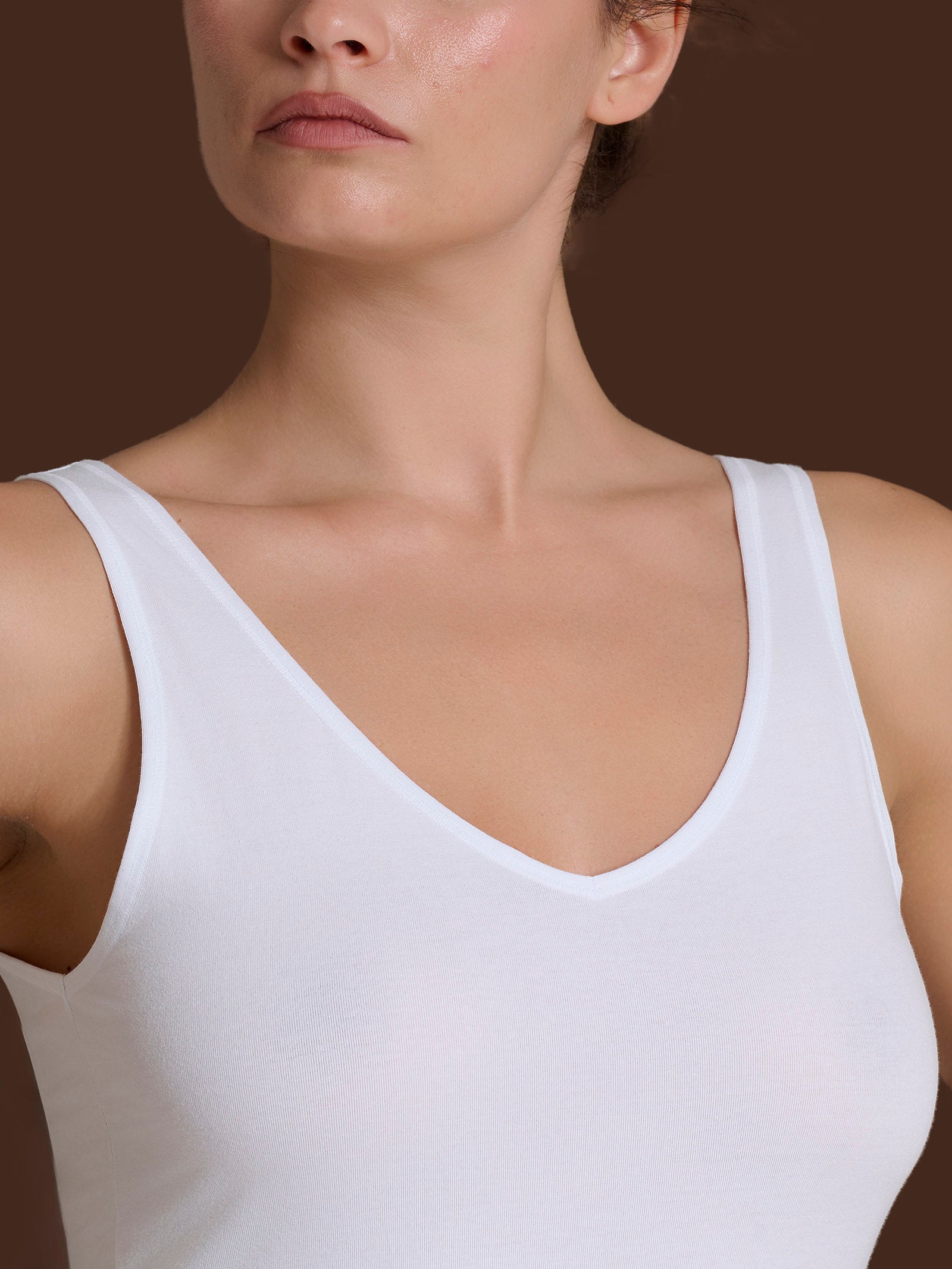 Ragno beYOUtiful Canottiera cotone scollo V bianco