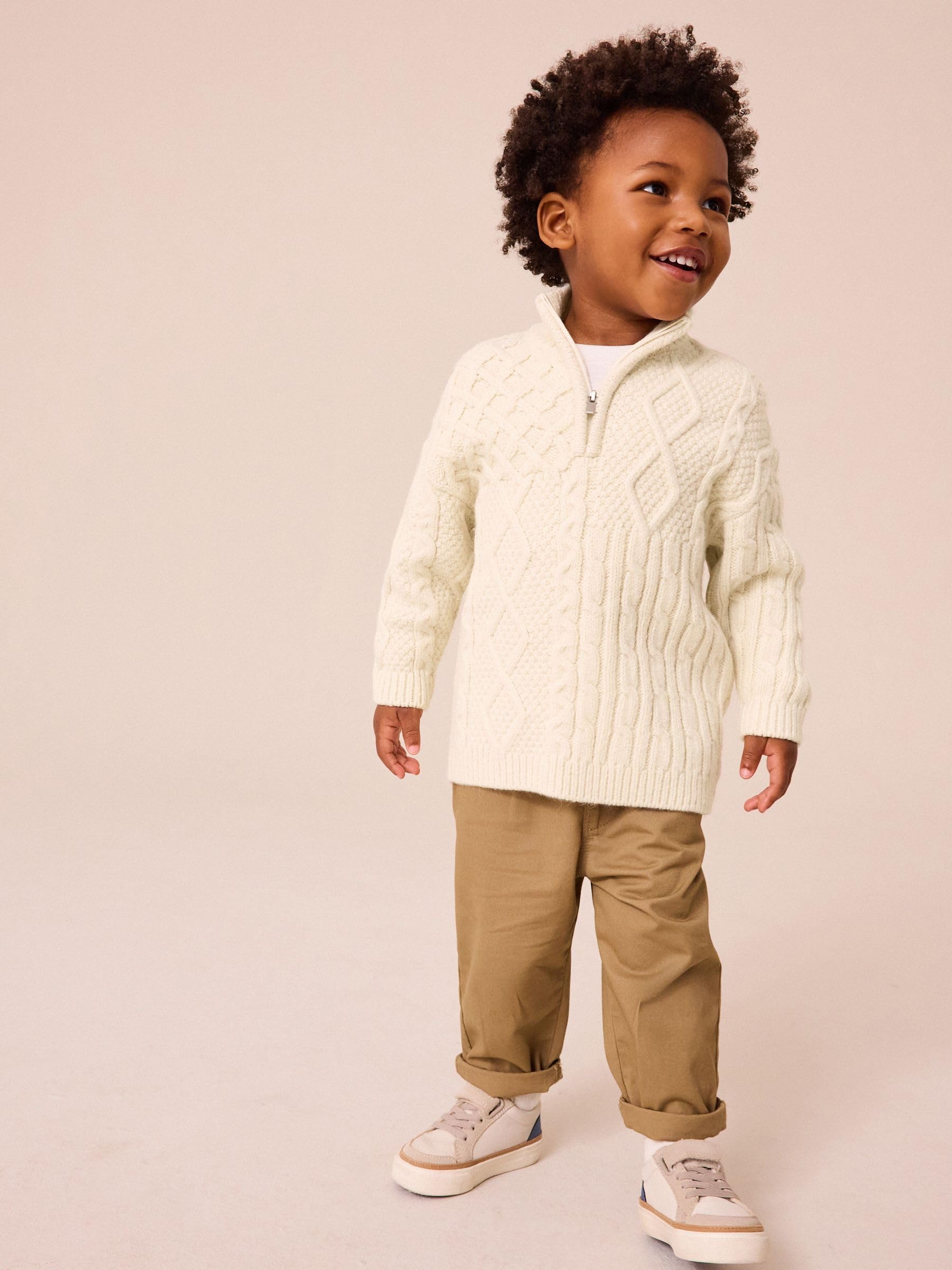 Next maglione bambino trecce con zip collo 62-68