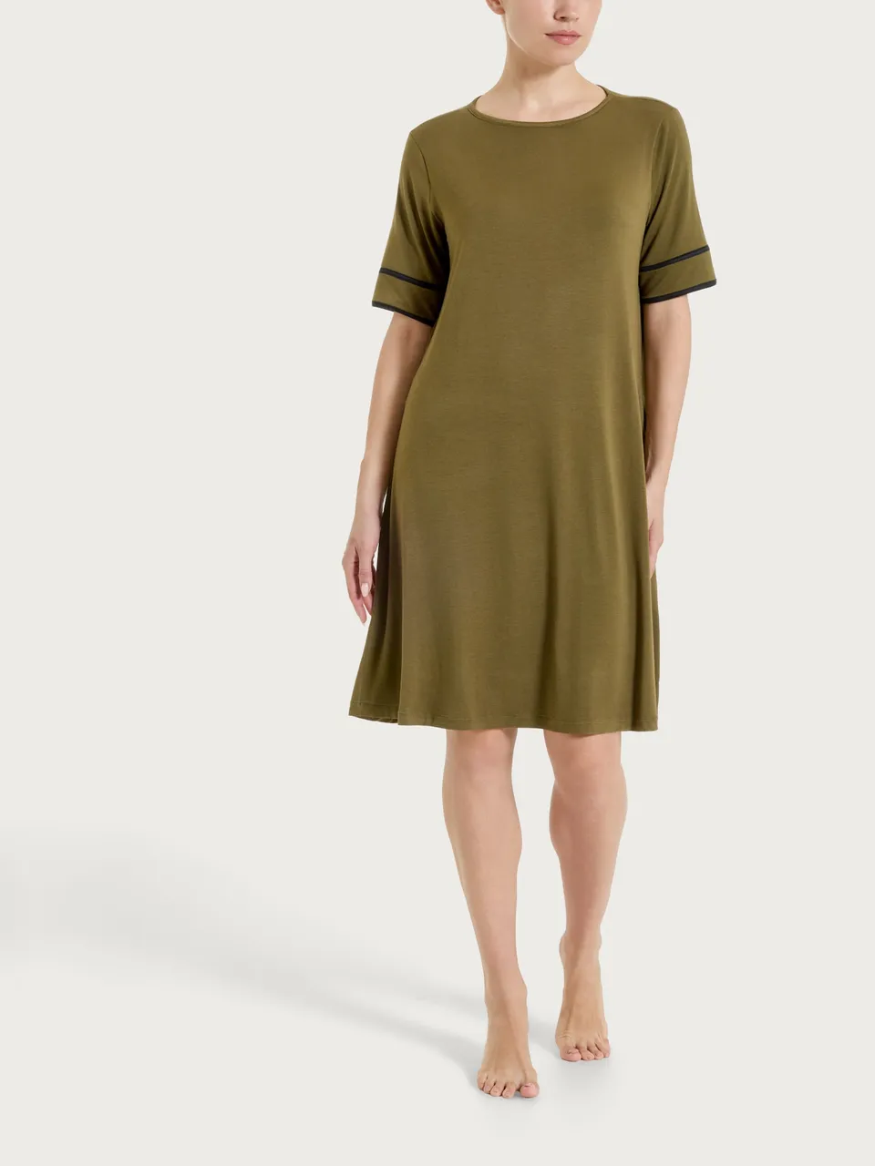 Ragno Viscosa Summer Abito Donna Dark Olive Manica Corta