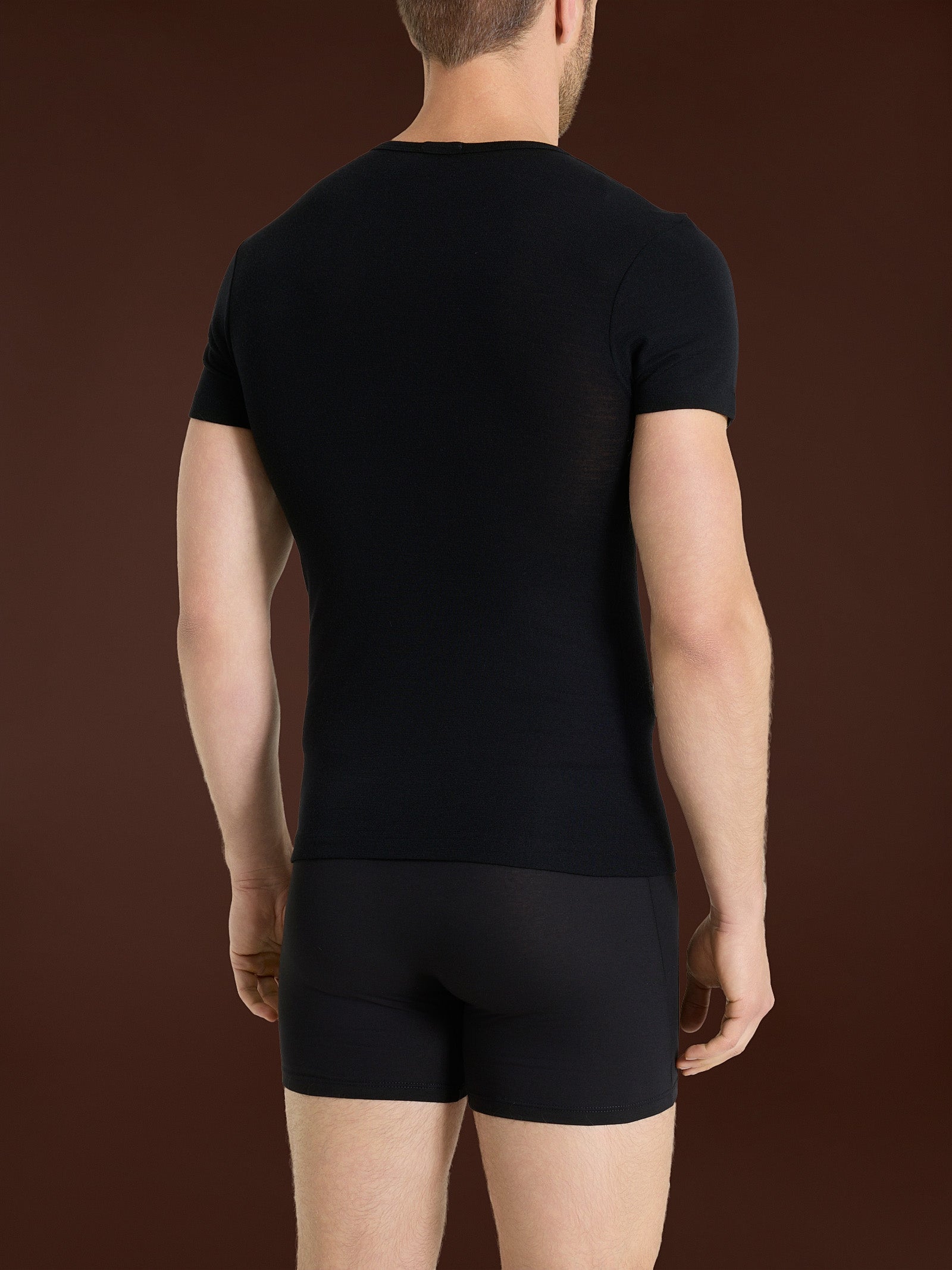 Ragno Wonderwool Maglietta Girocollo Nero Lana Uomo