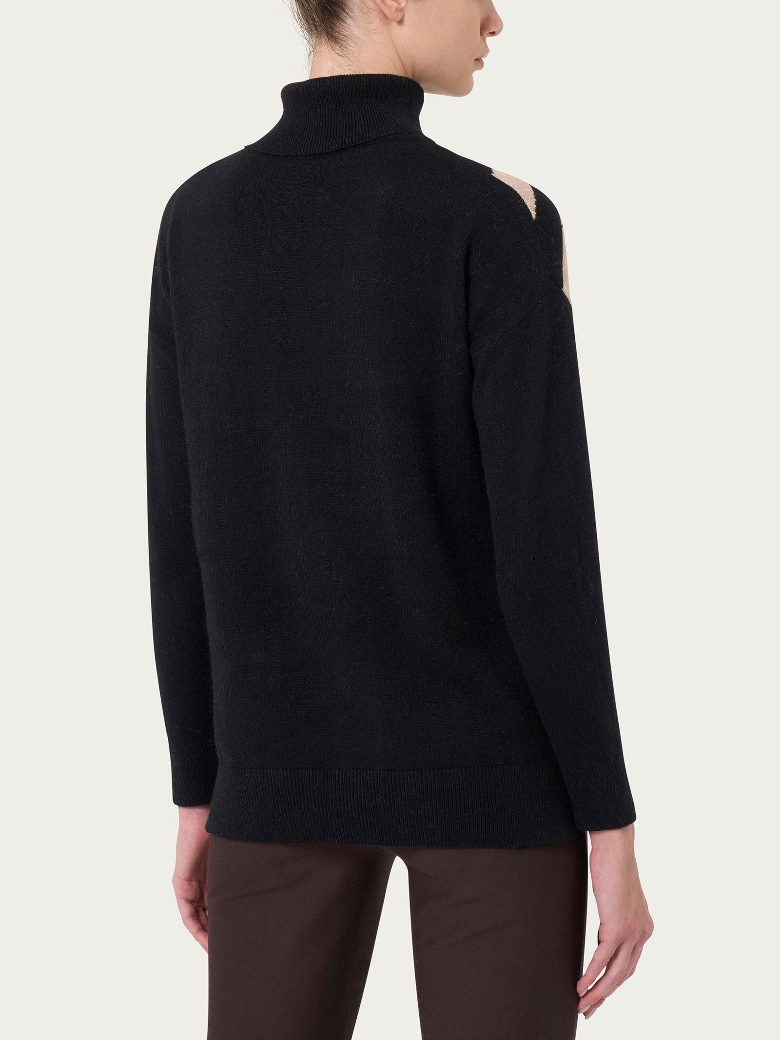 Ragno Angora dolcevita animalier Fant. Nero manica lunga