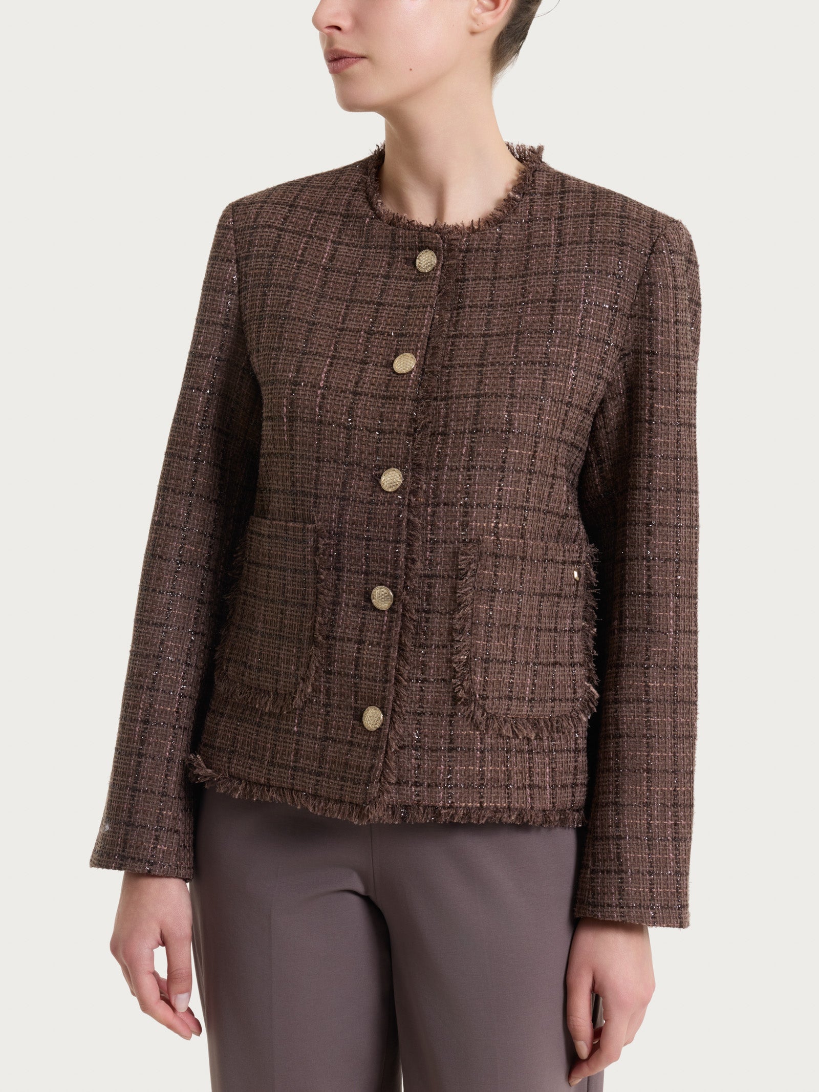Ragno Compact giacca corta boucle Raisin