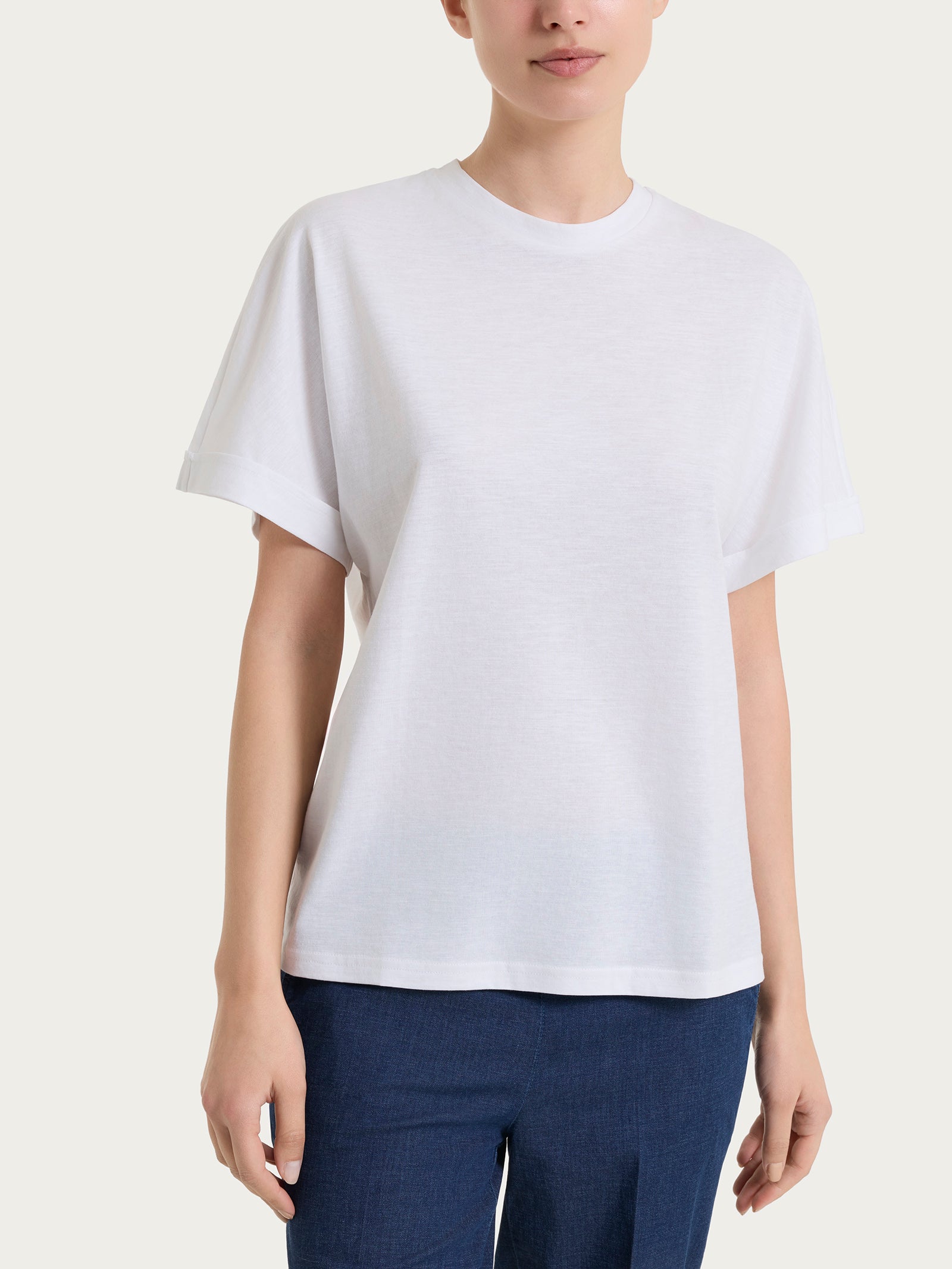 Ragno Slub Jersey Maglietta Manica Over Bianco Cotone