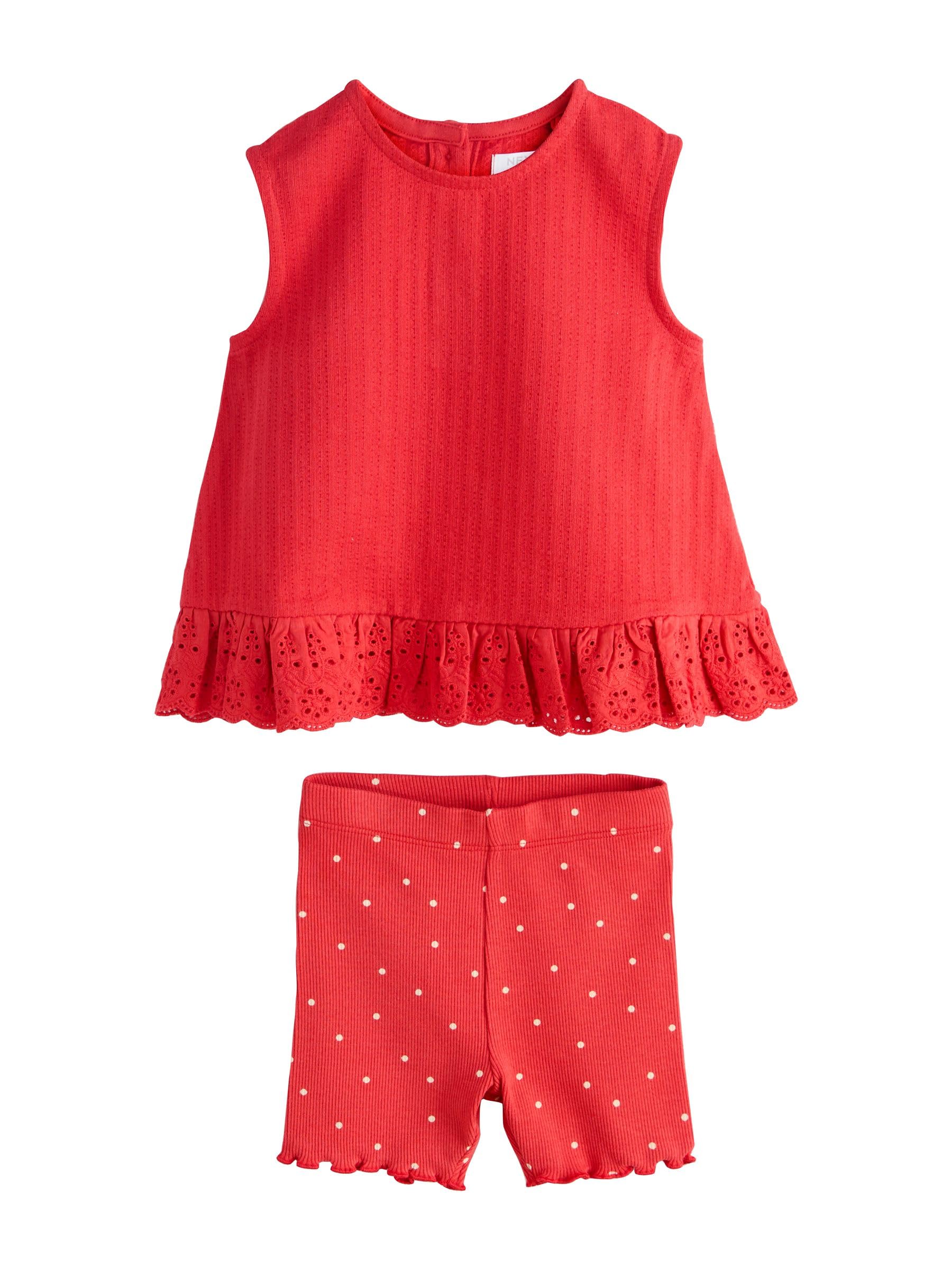 Next completo bambina 2 pezzi canotta red white