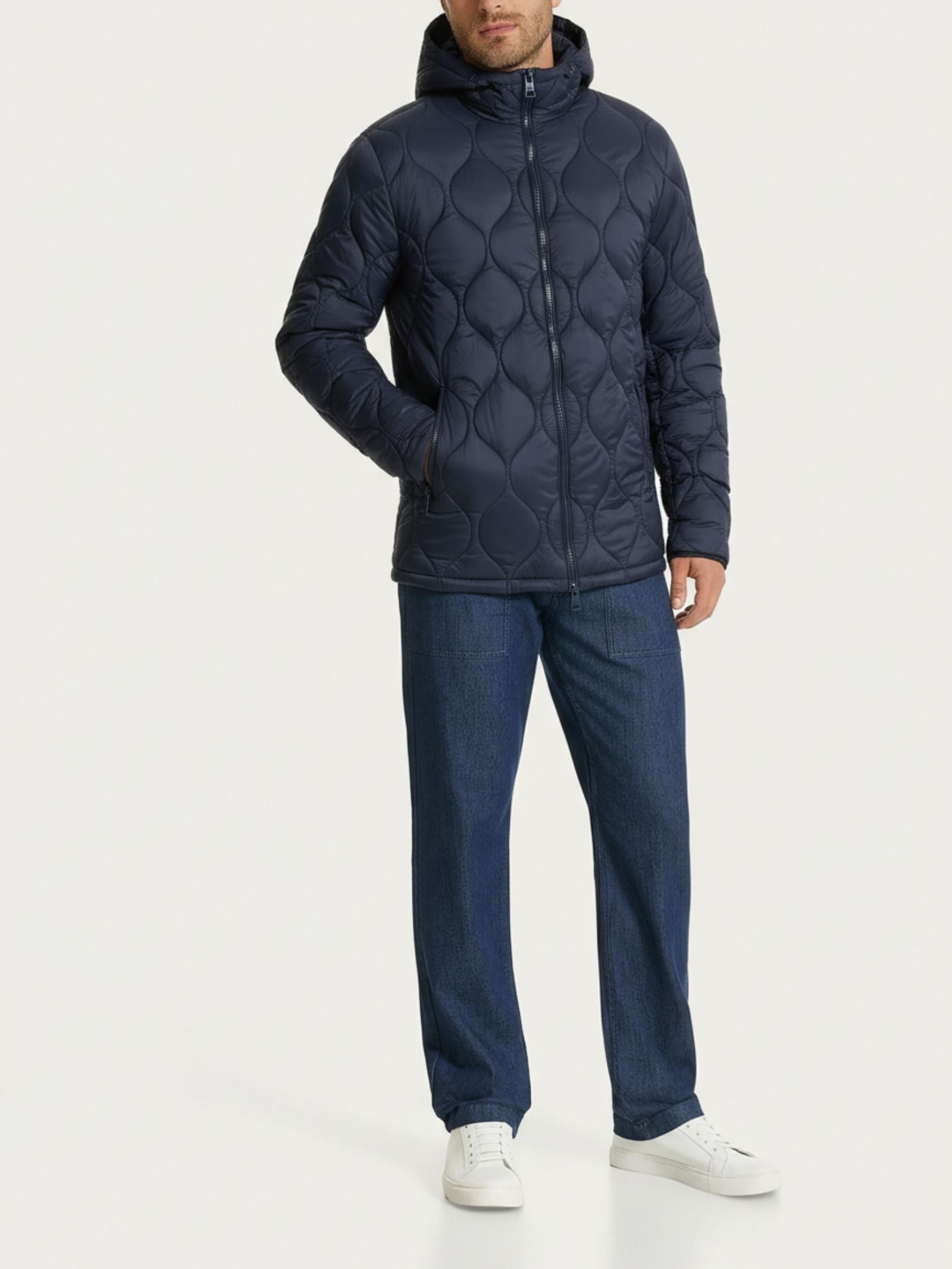 Ragno Onion Quilt piumino uomo Bleu con cappuccio
