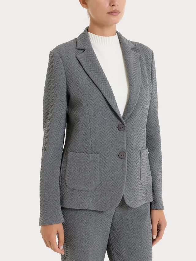 Ragno Compact Blazer Due Bottoni Donna Grigio Jacquard