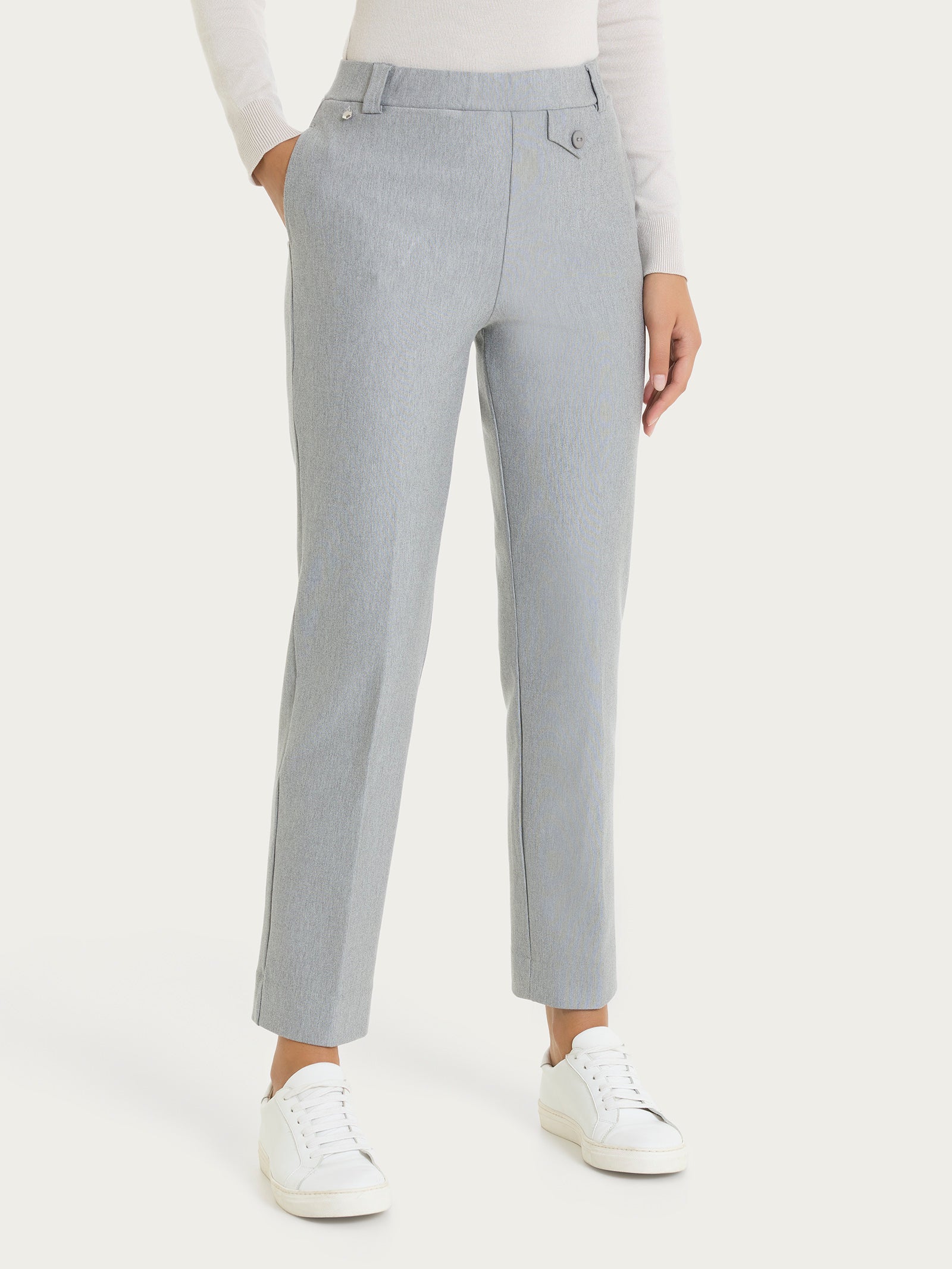 Ragno Compact pantalone dritto grigio melange viscosa