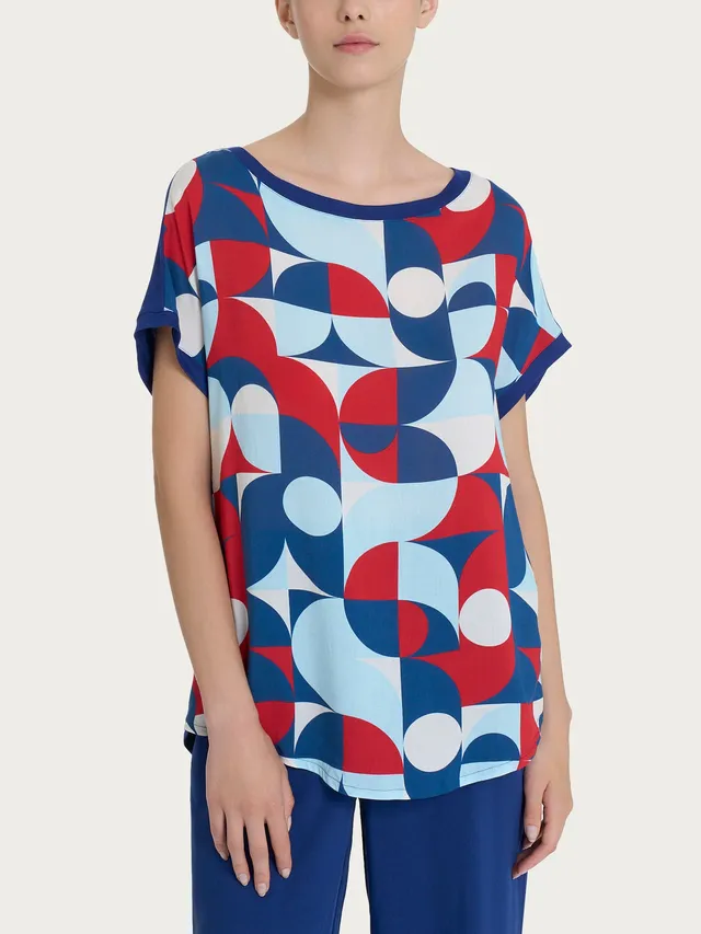 Ragno Maglietta Kimono t-shirt viscosa Blueberry