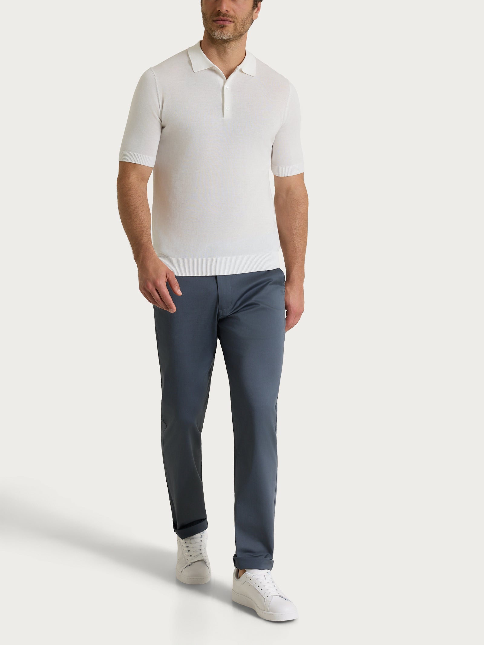 Ragno Puro Cotone Polo Manica Corta Bianco 3 bottoni