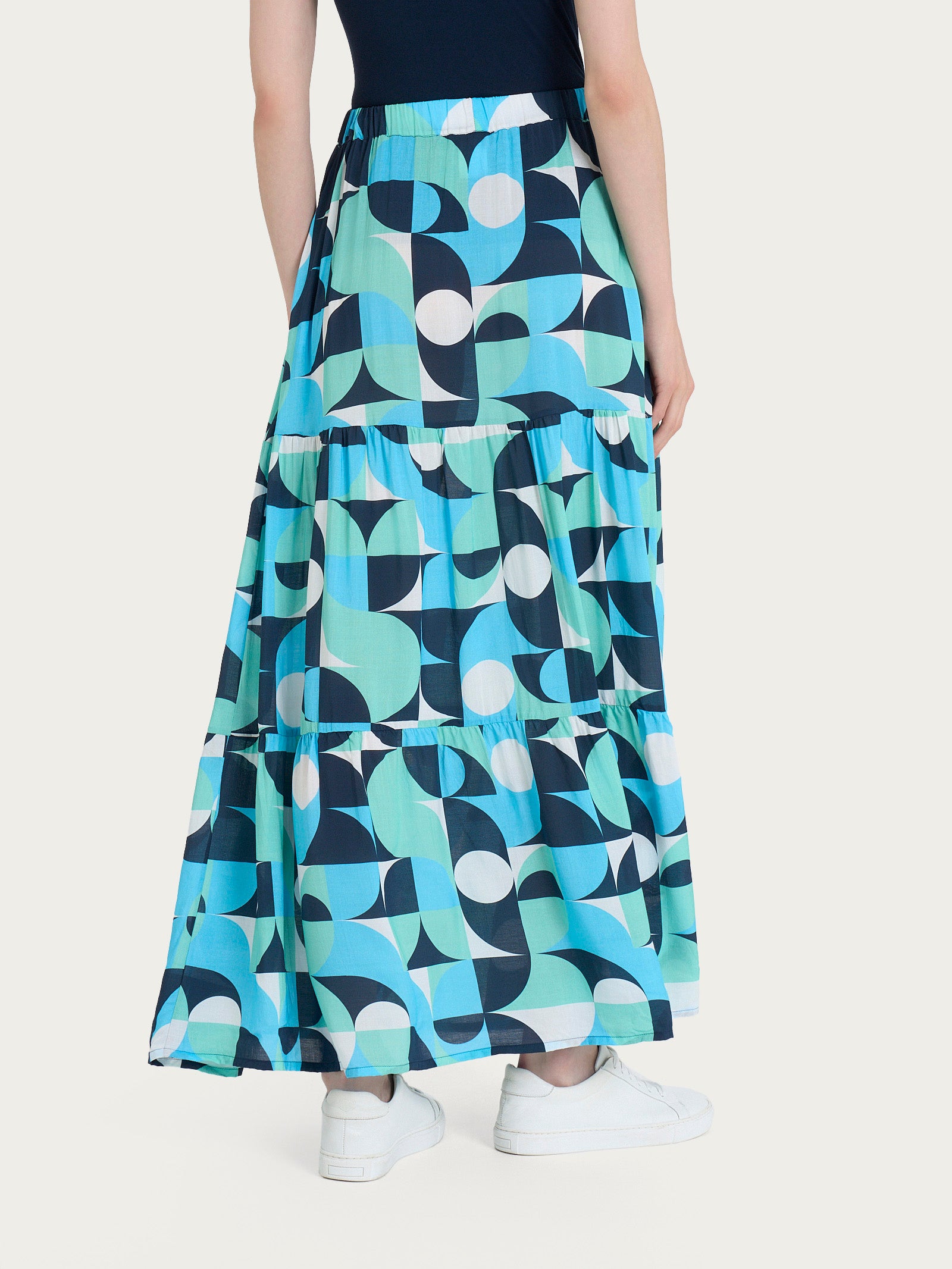 Ragno EcoSeta gonna longuette Pool Blue fantasia viscosa