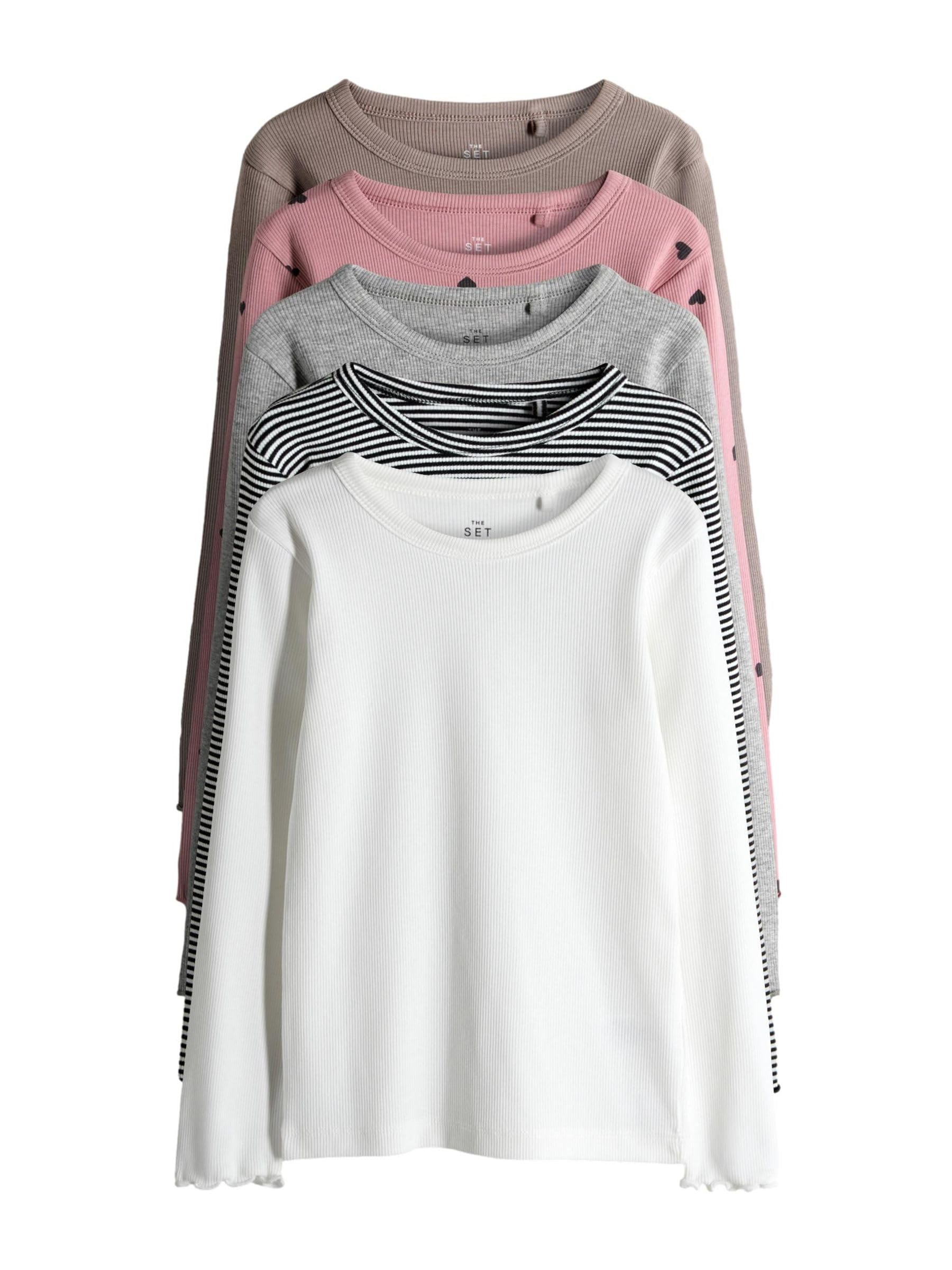 Next The Set Magliette bambina 5 pezzi a coste maniche