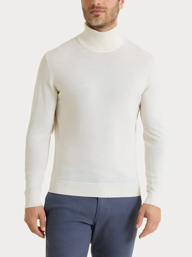 Ragno Merino Soft Dolcevita Uomo Avorio in Lana