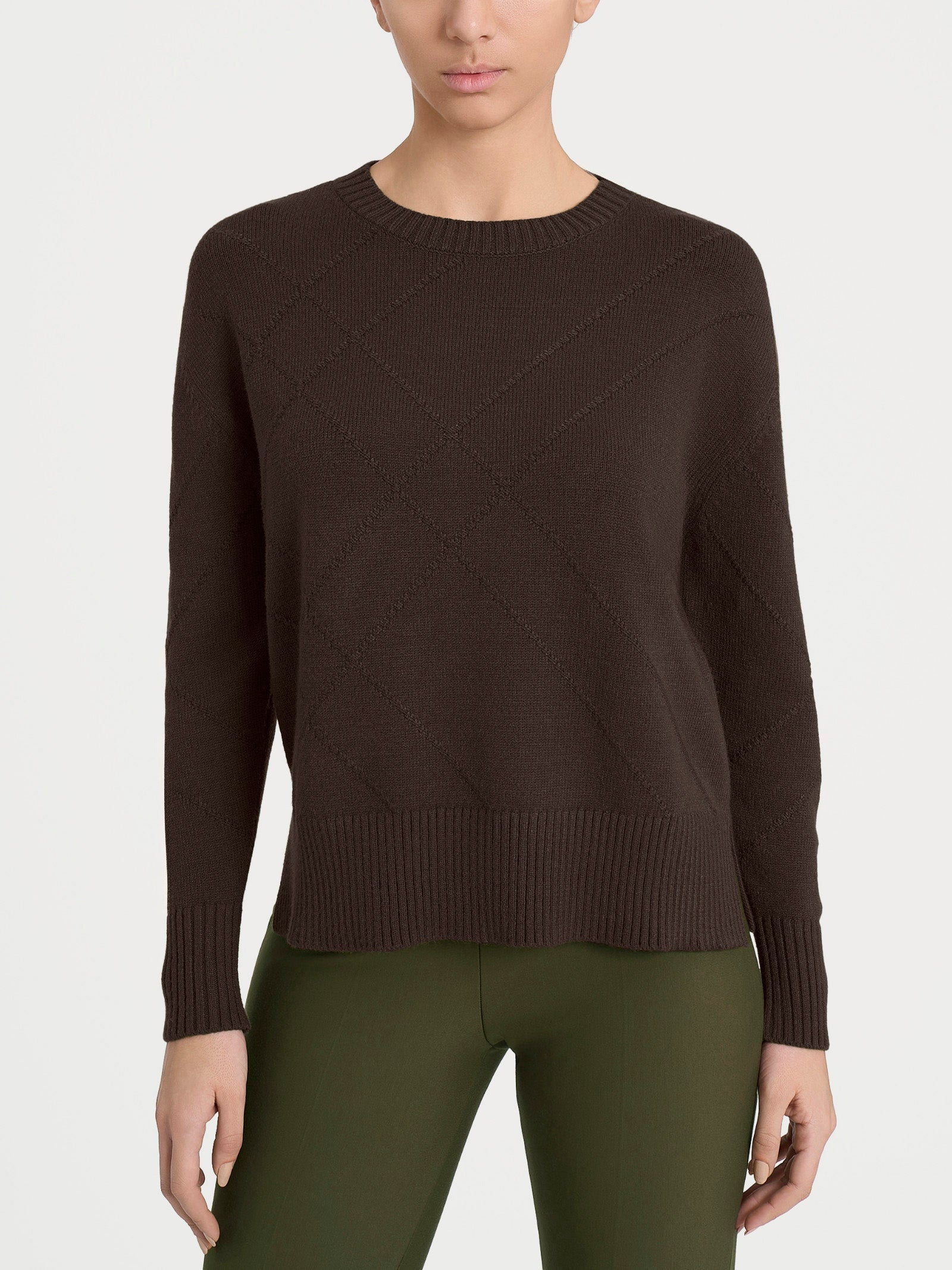 Ragno Super Soft maglia girocollo check marrone boxy
