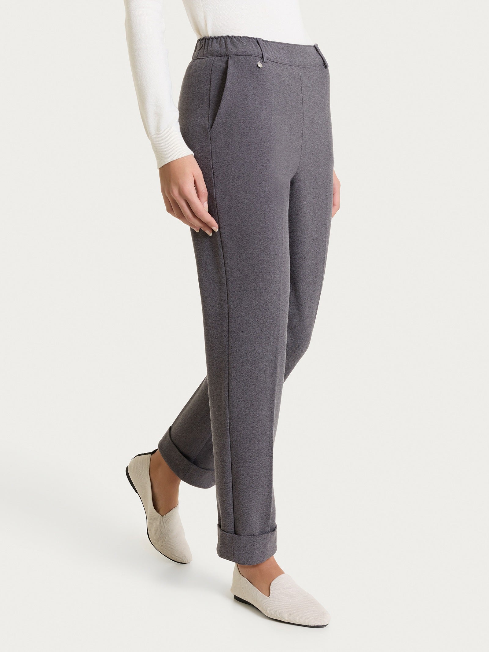 Ragno Pantalone Dritto Flannel Twill Ardesia Mel. Tasche