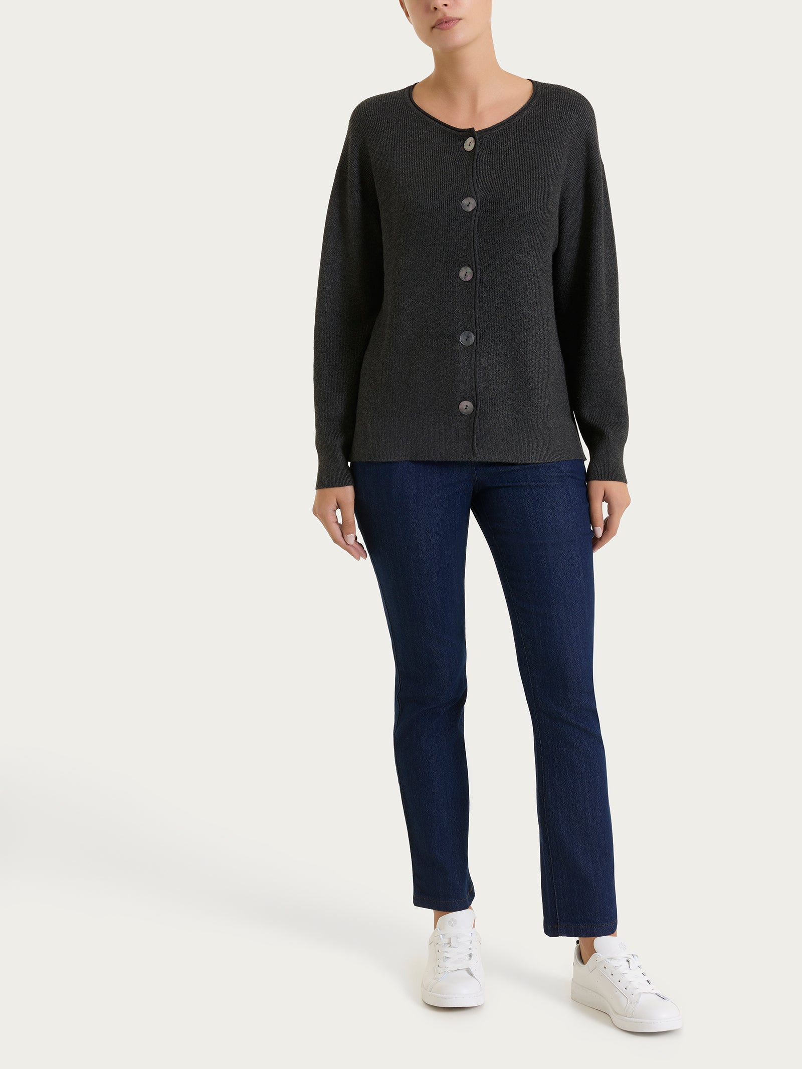 Ragno Four Seasons cardigan donna Oscuro Mel. punto perla