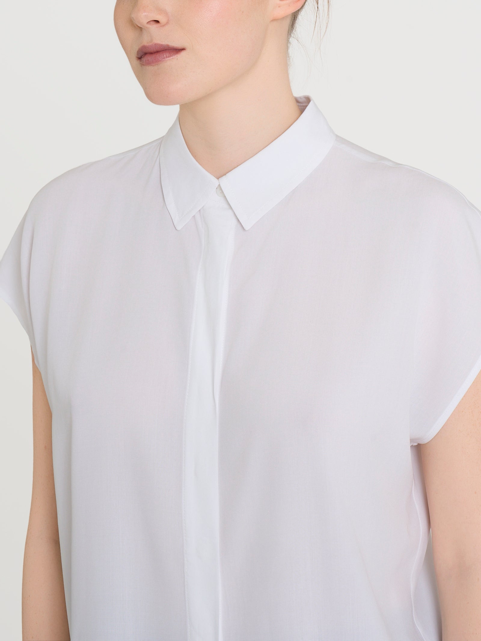 Ragno EcoSeta Kimono camicia manica corta bianca bottoni