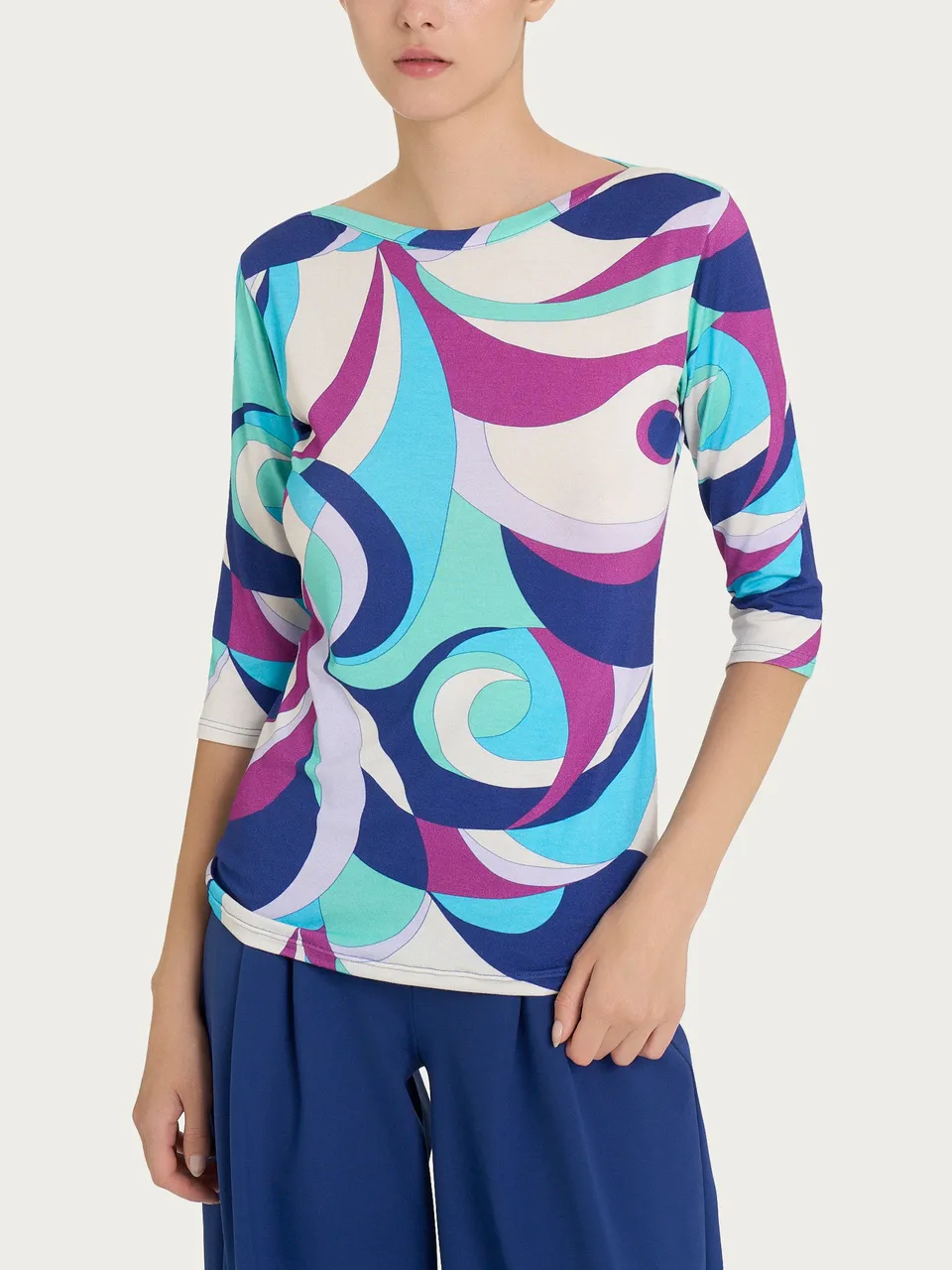 Ragno Viscosa Summer Maglietta onde Pool Blue