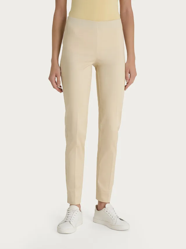 Ragno Satin Power pantaloni sigaretta Wood Ash con spacco