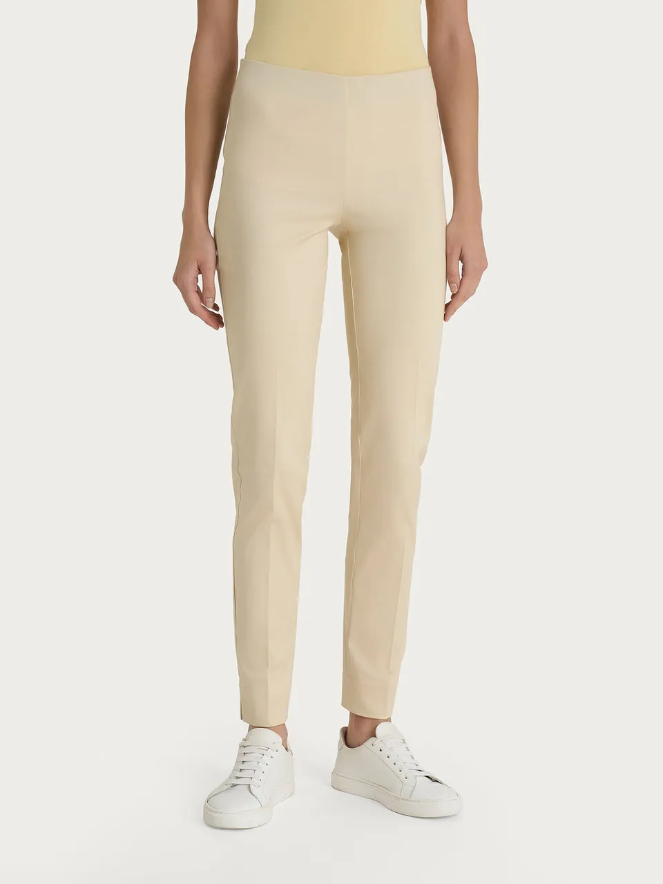 Ragno Satin Power pantaloni sigaretta Wood Ash con spacco