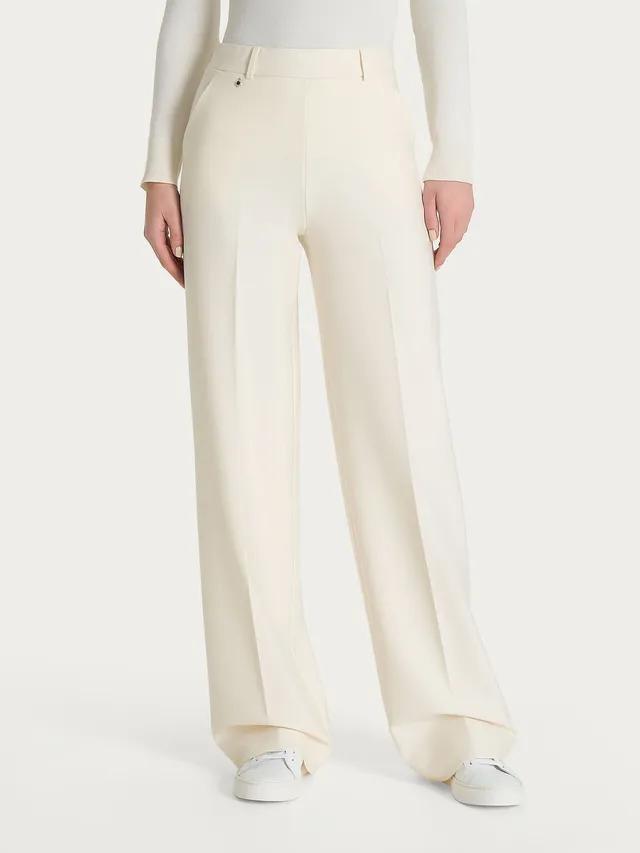 Ragno Compact Palazzo pantaloni donna gamba larga Avorio