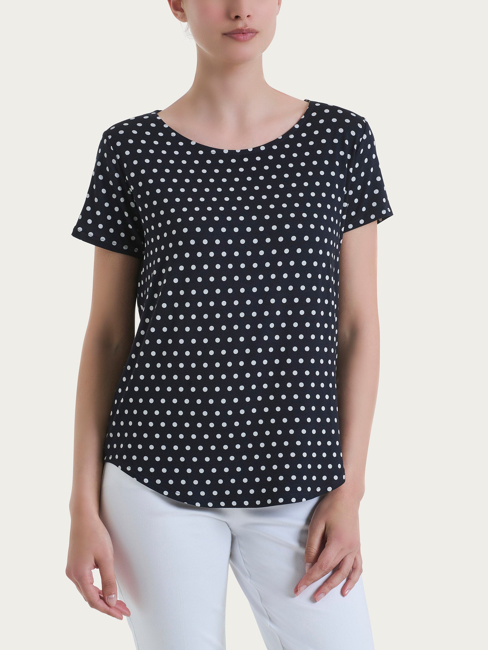 Ragno Viscosa Summer t-shirt pois Fant Bleu manica corta
