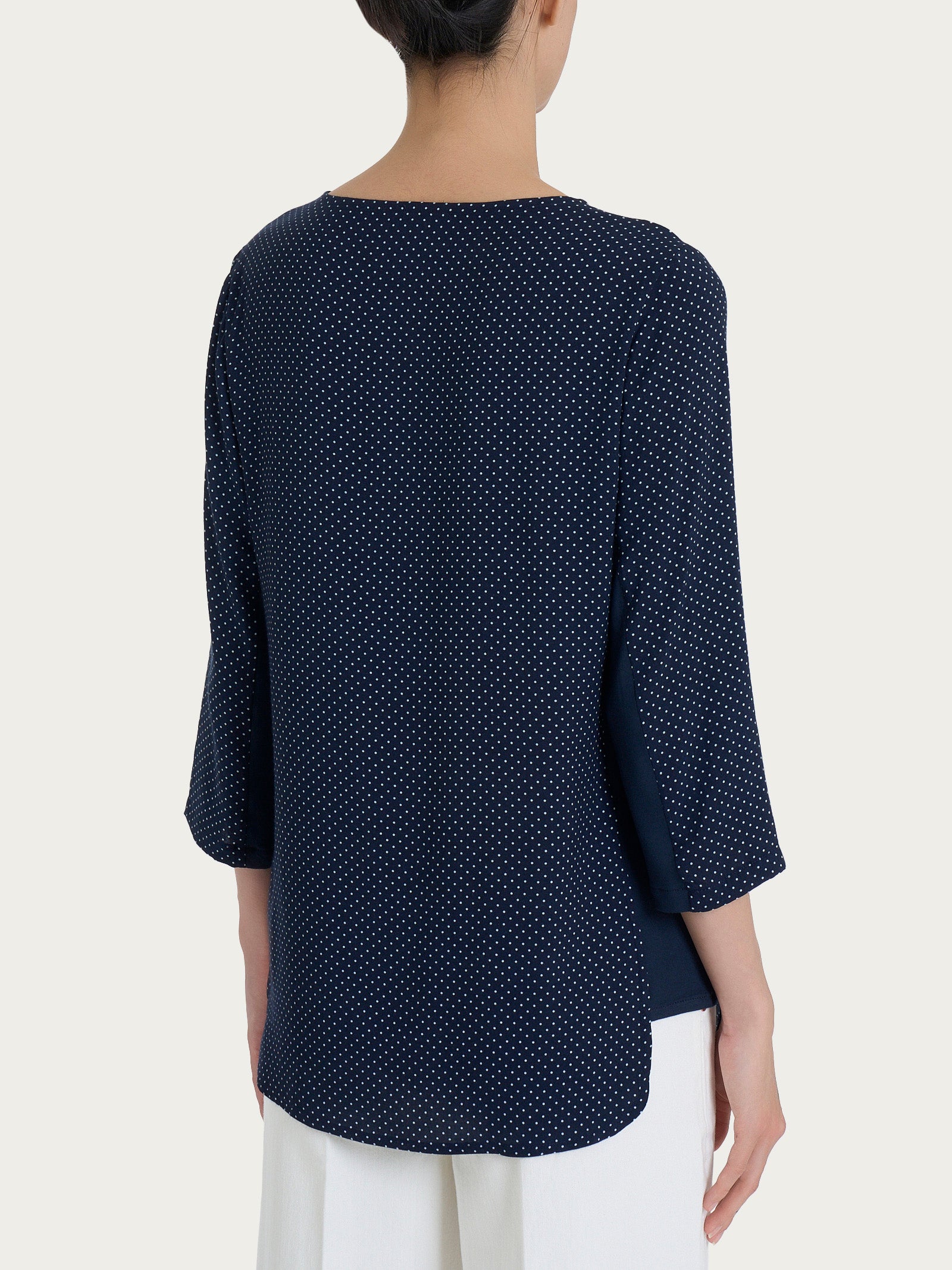 Ragno Maglia Girocollo Dots Fantasia Bleu viscosa manica 3/4
