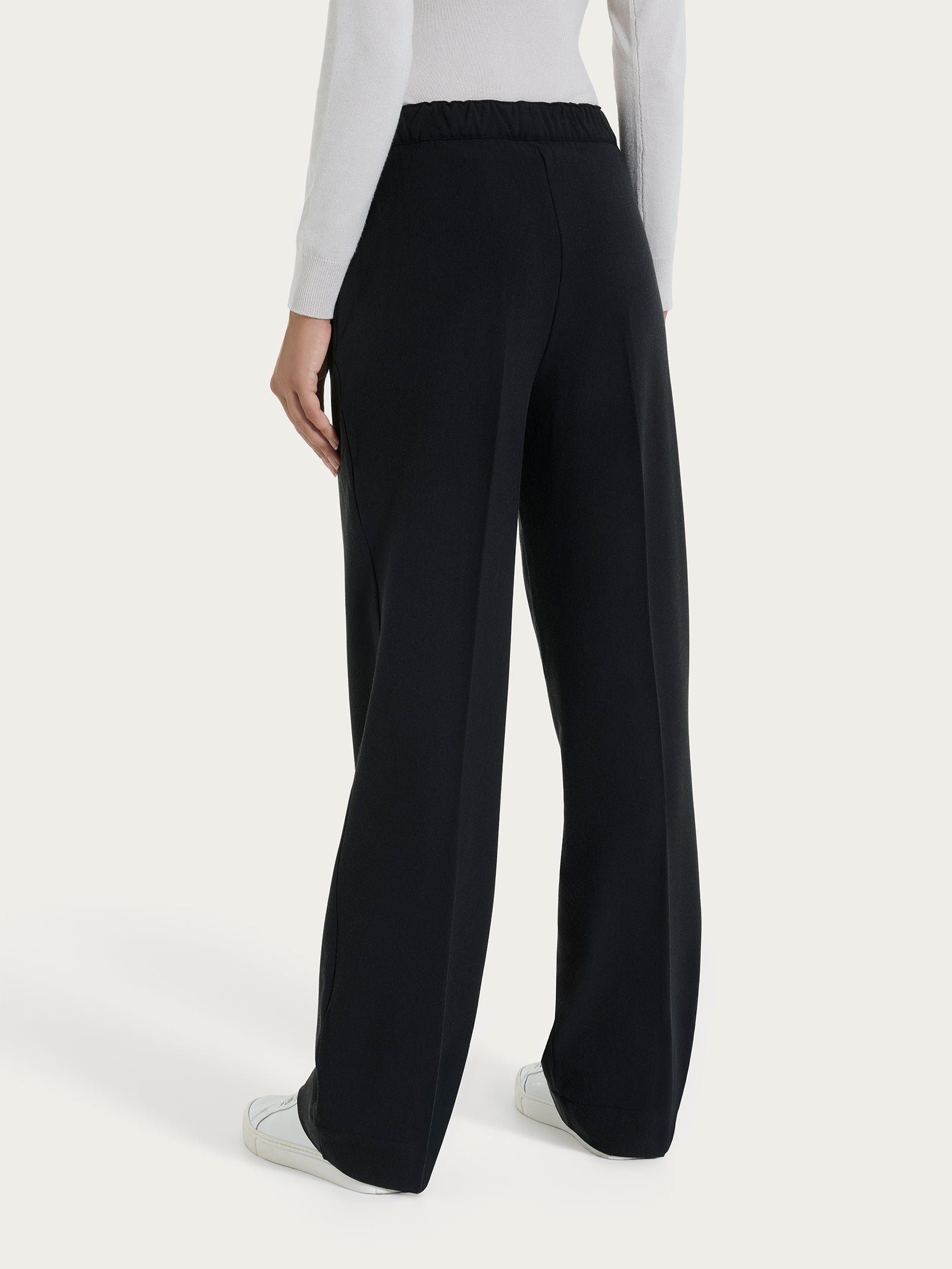 Ragno Flannel Twill Pantalone Ampio Nero wide leg