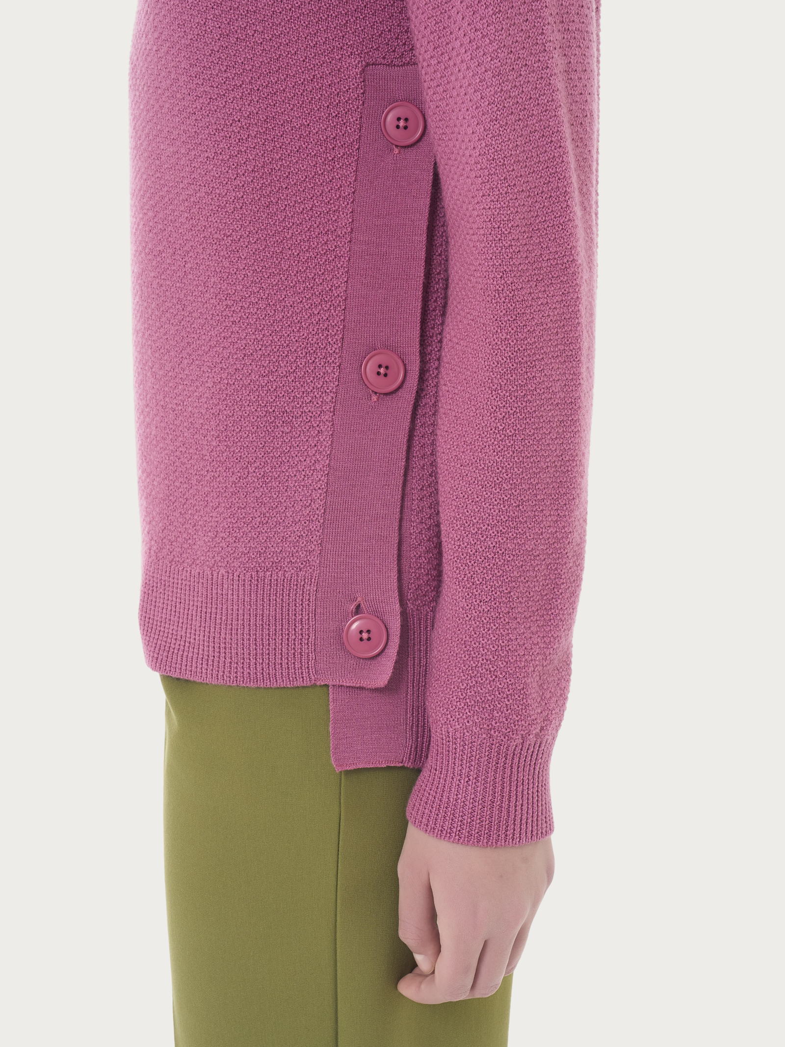 Ragno Merino Soft Pullover Girocollo Bottoni Laterali maglia red violet calda