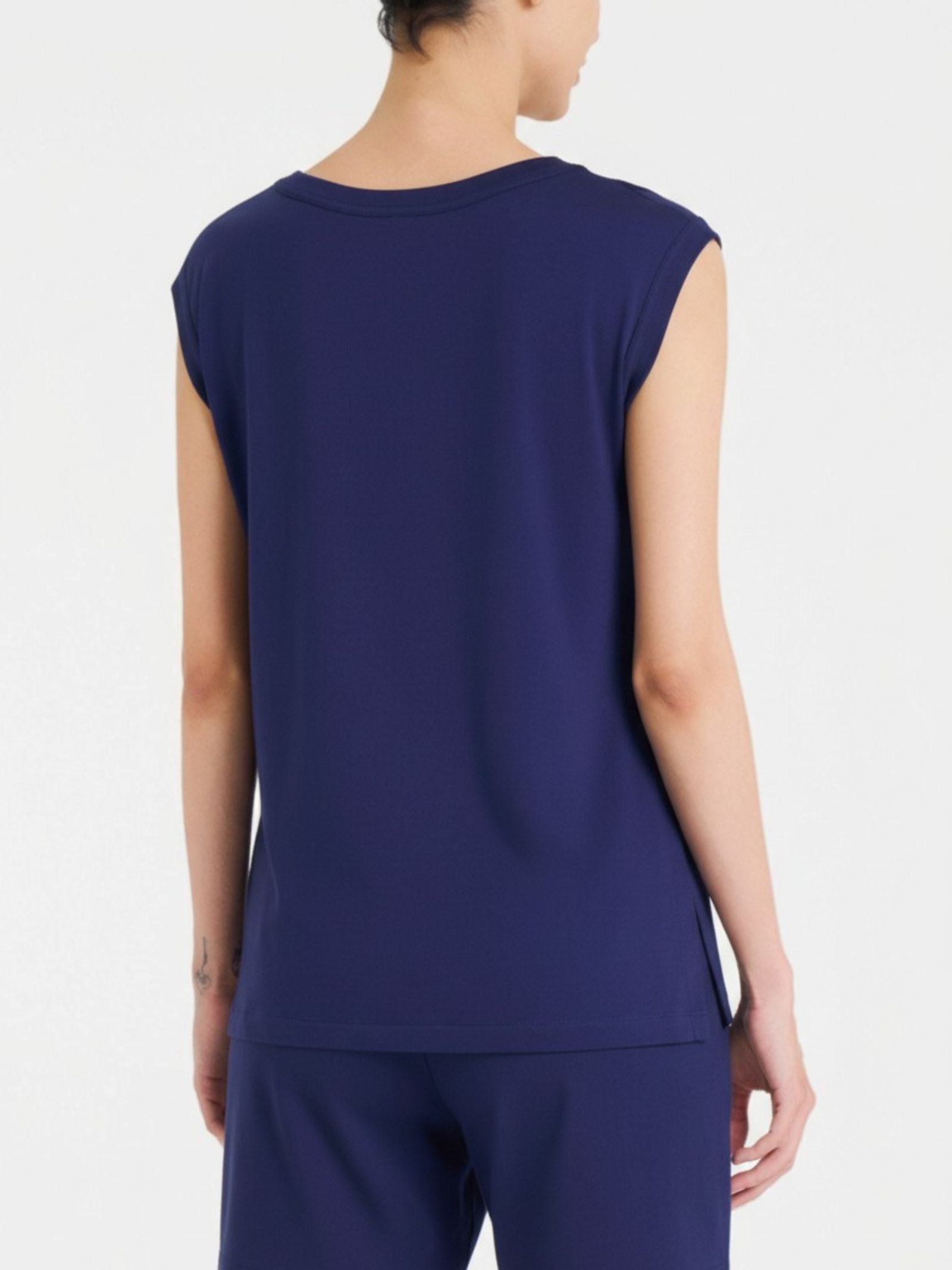 Ragno Summer top blu scollo a goccia in viscosa