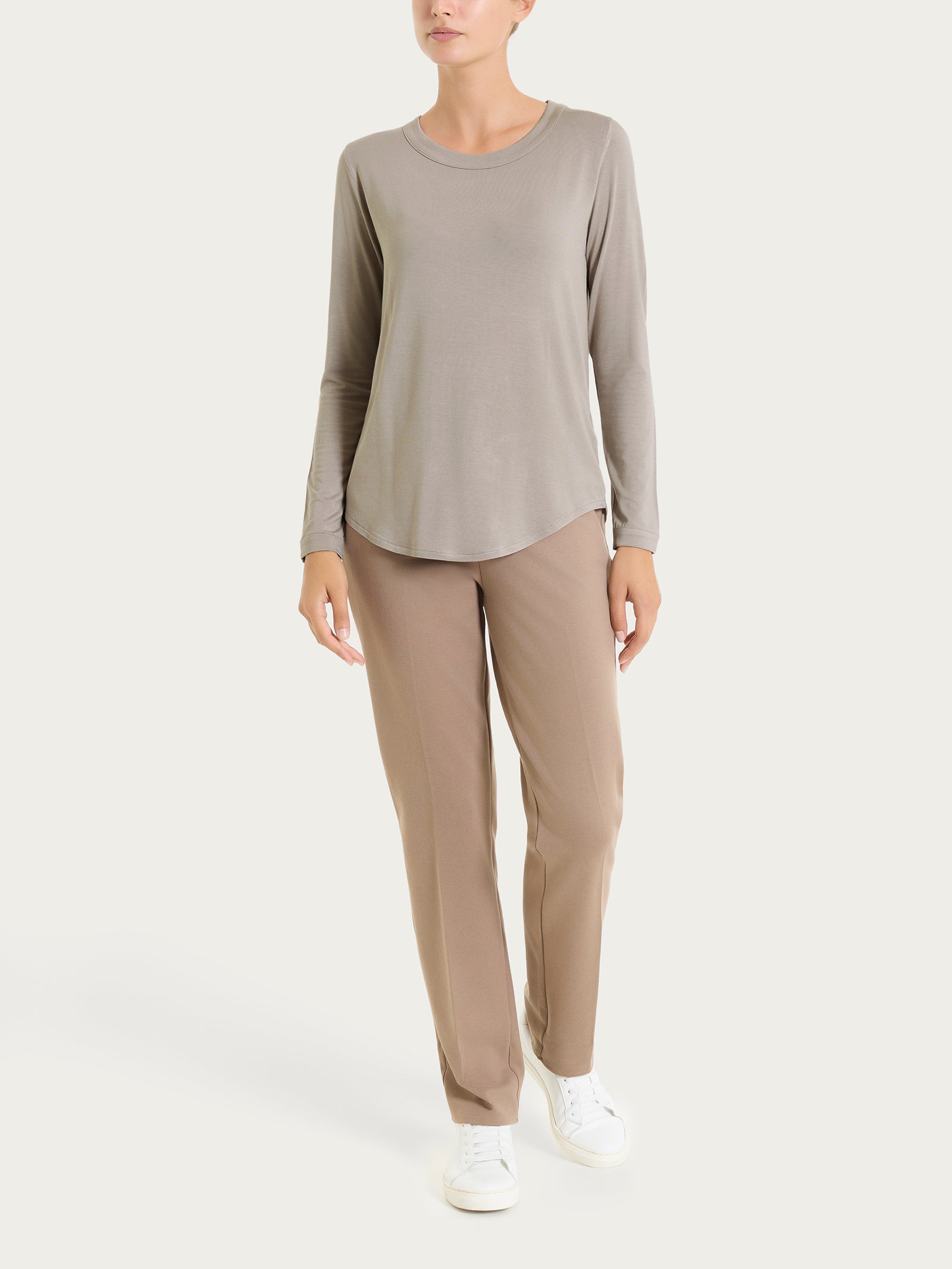 Ragno Eco Viscosa girocollo maglietta donna String manica lunga