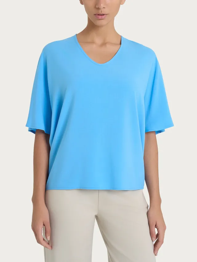 Ragno EcoSeta Blusa Scollo V Manica 3/4 Azzurra