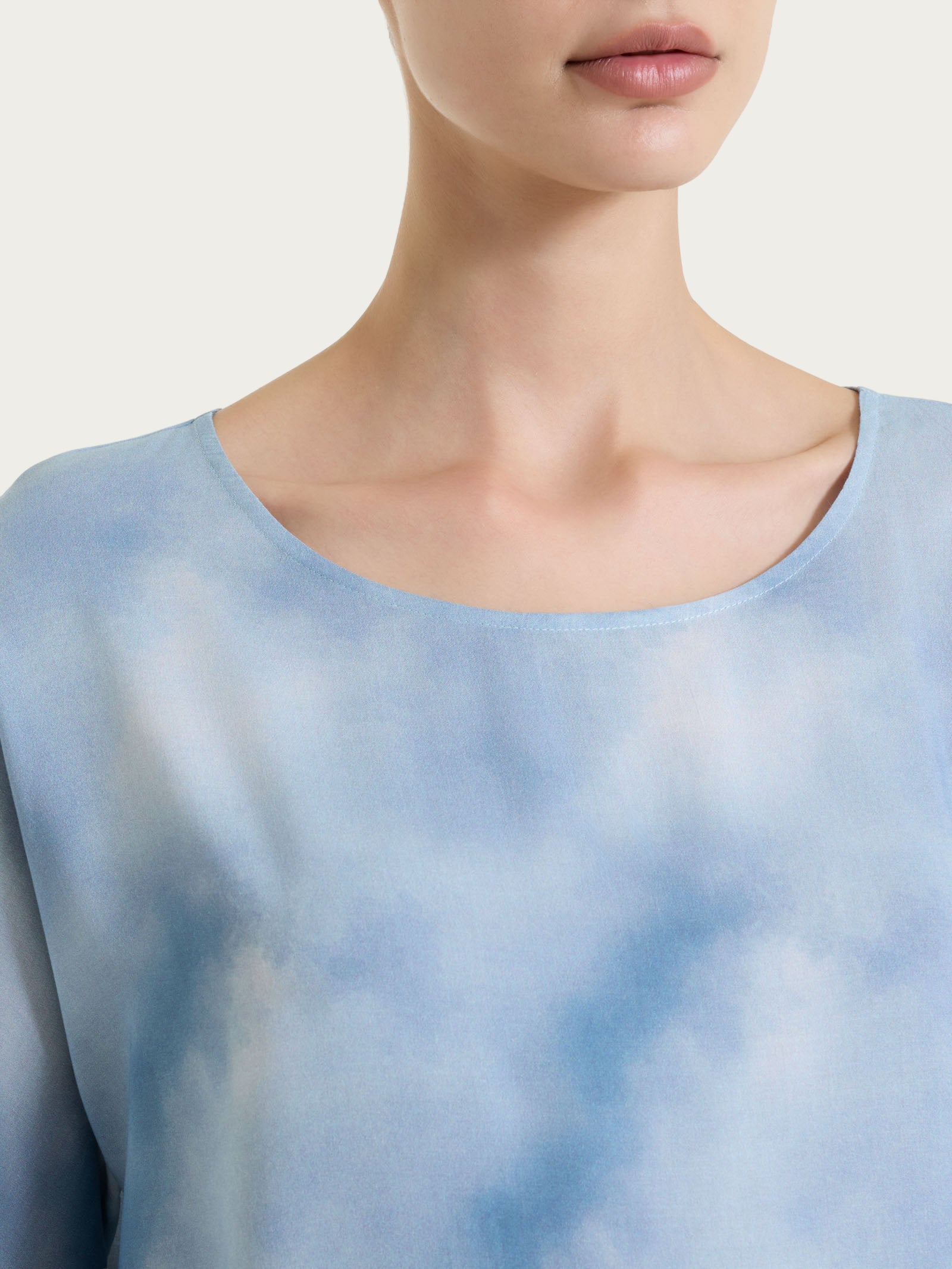Ragno EcoSeta Blusa 3/4 viscosa Blue Fog manica kimono
