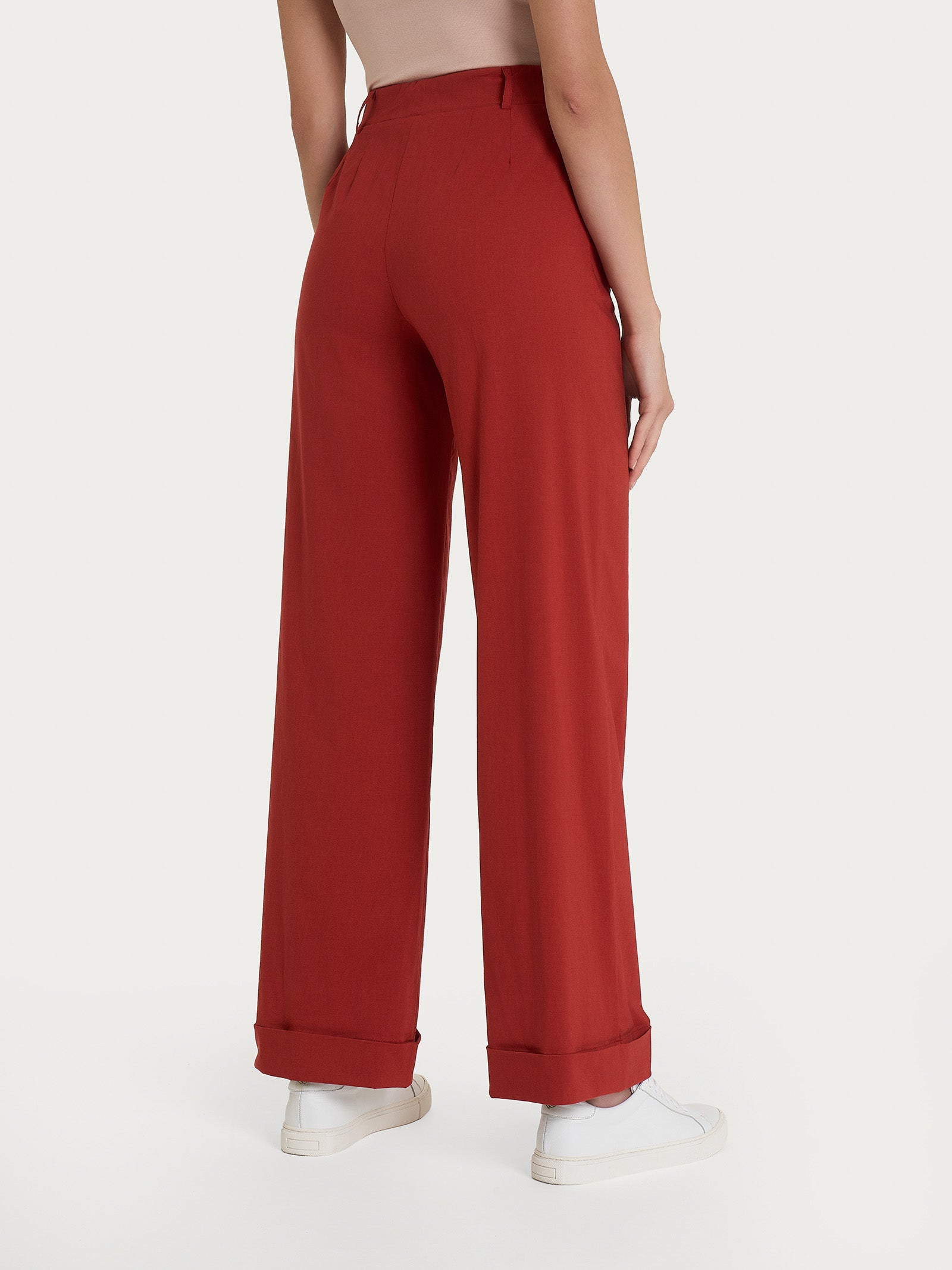 Ragno Super Fresh Pantalone Ampio Wide Leg Red Ochre